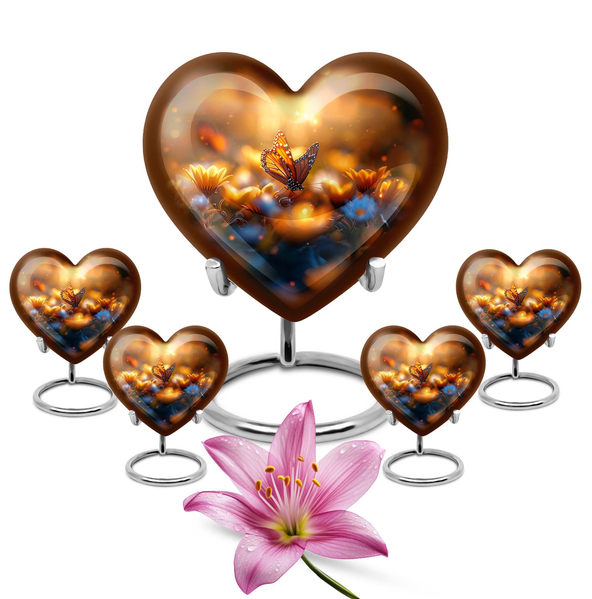 Heart-shaped butterfly urn made of for adult's ashes, 