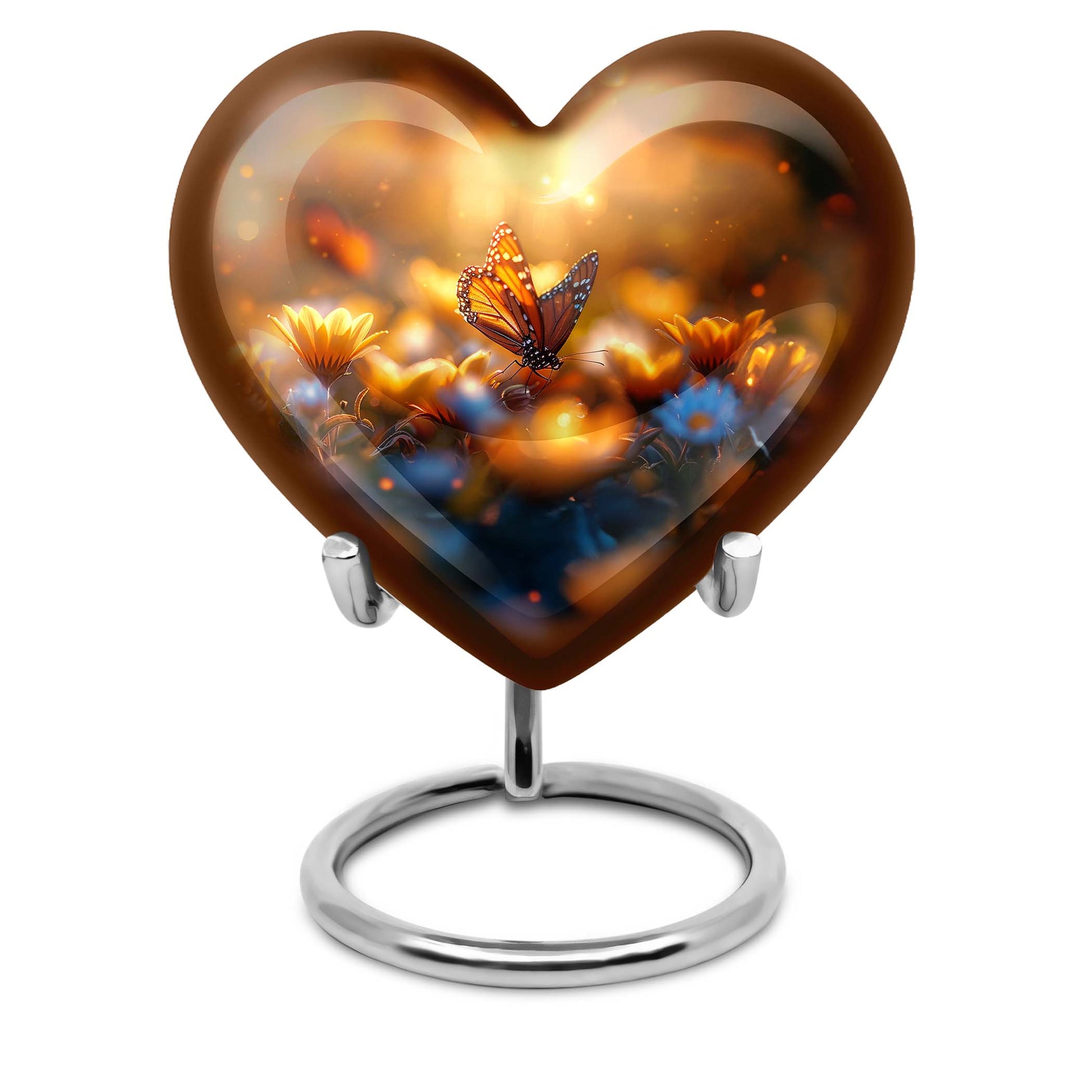 Heart-shaped butterfly urn made of for adult's ashes, 