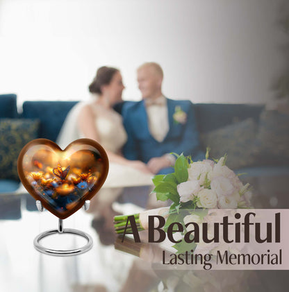 Heart-shaped butterfly urn made of for adult's ashes, 