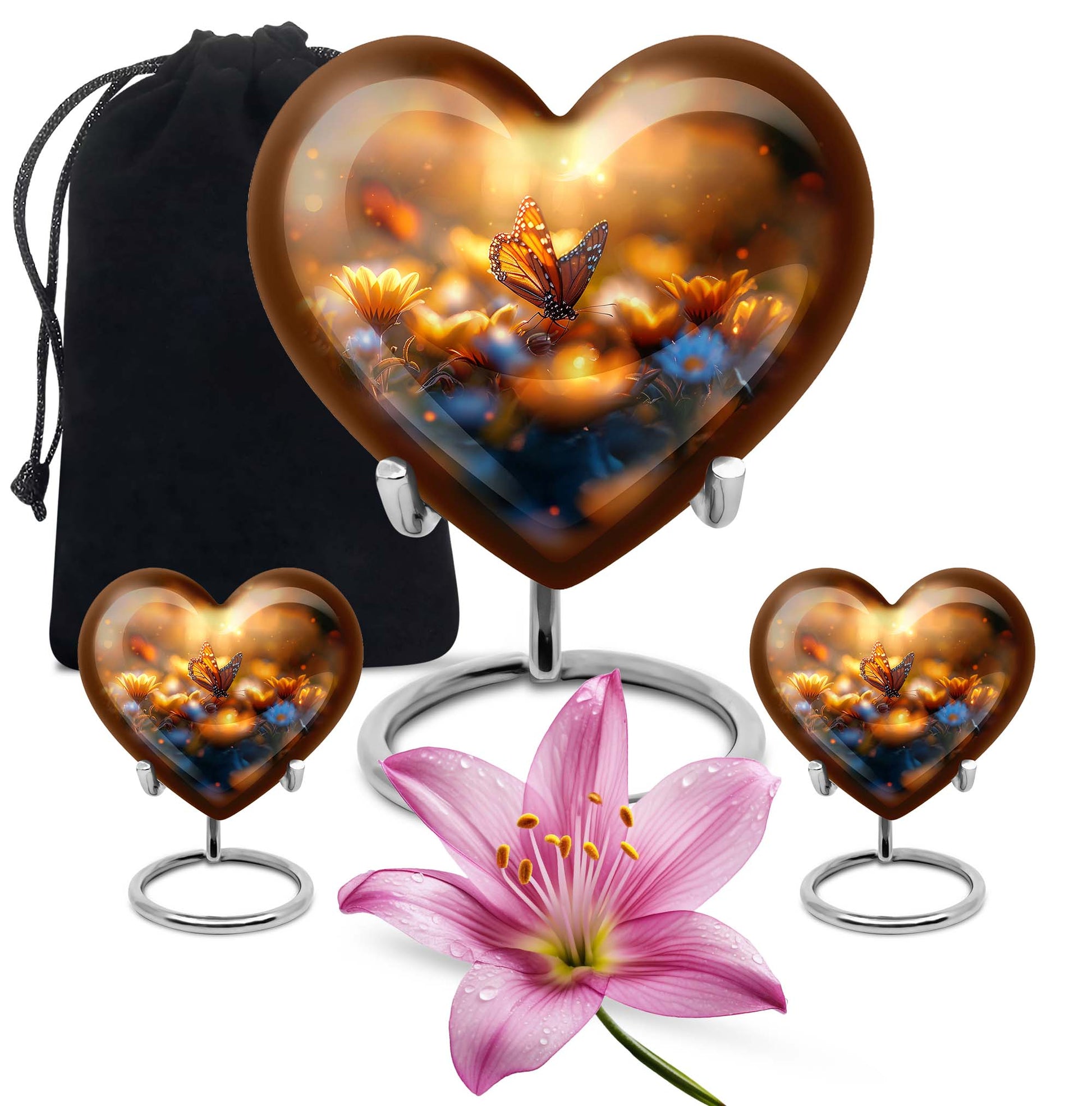 Heart-shaped butterfly urn made of for adult's ashes, 