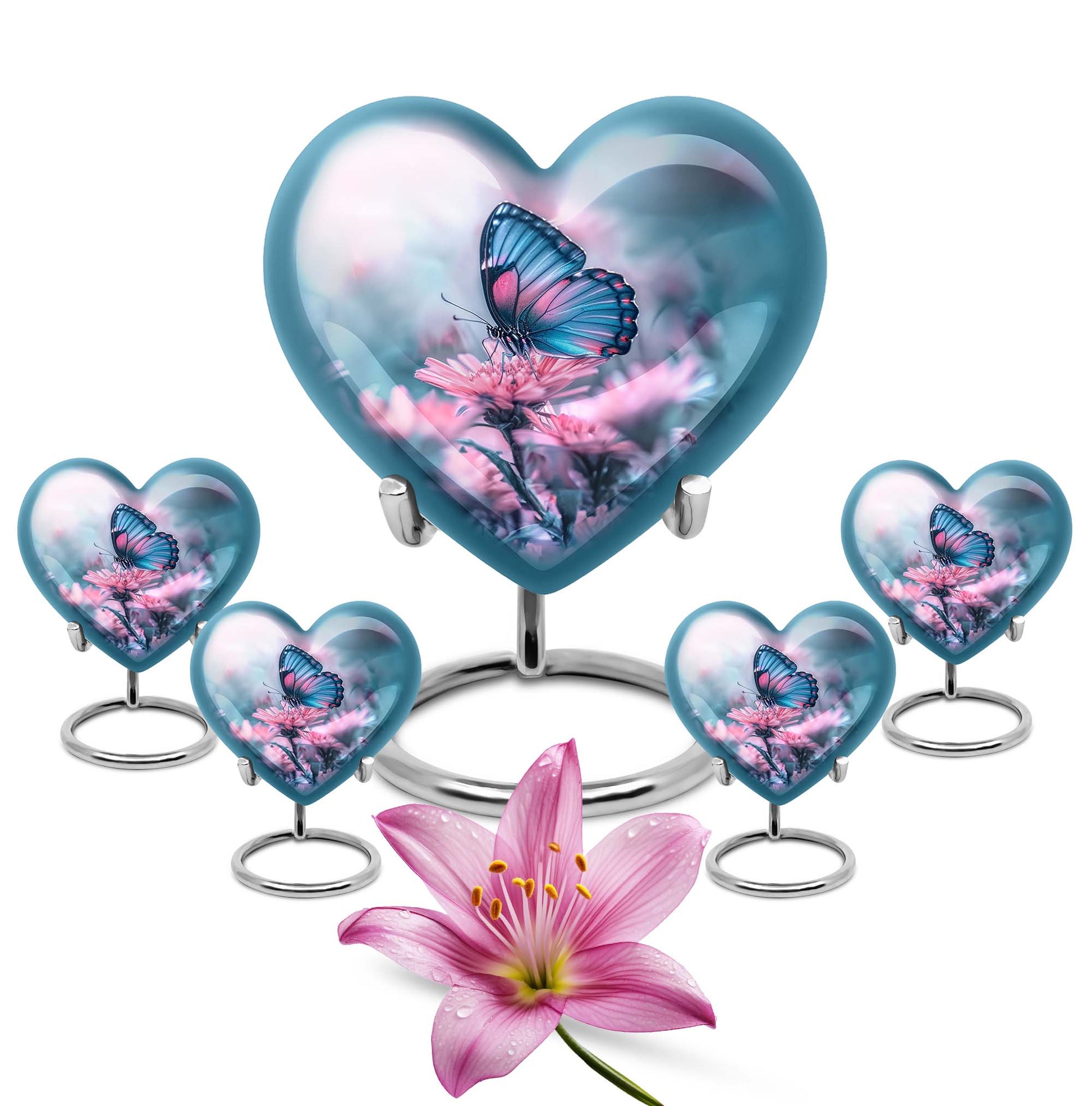 Abstract heart-shaped 10-inch butterfly urn