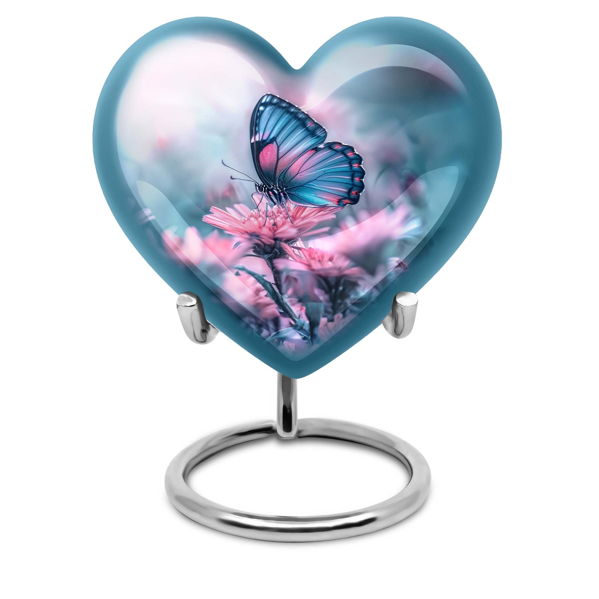 Abstract heart-shaped 10-inch butterfly urn
