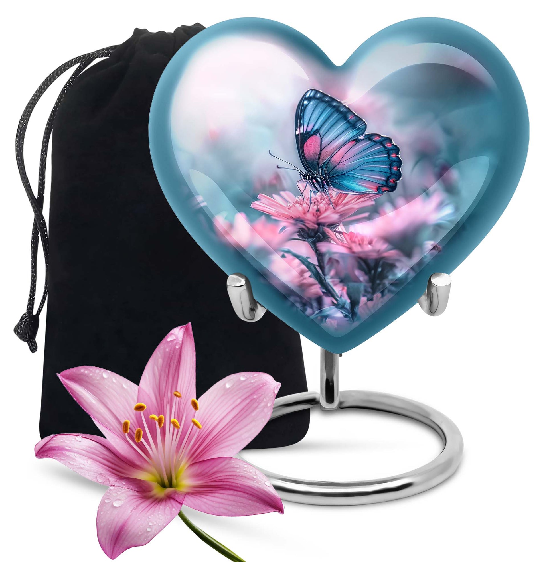 Blue Butterfly Cremation Urns – Pink Floral Urn for Adult Women
