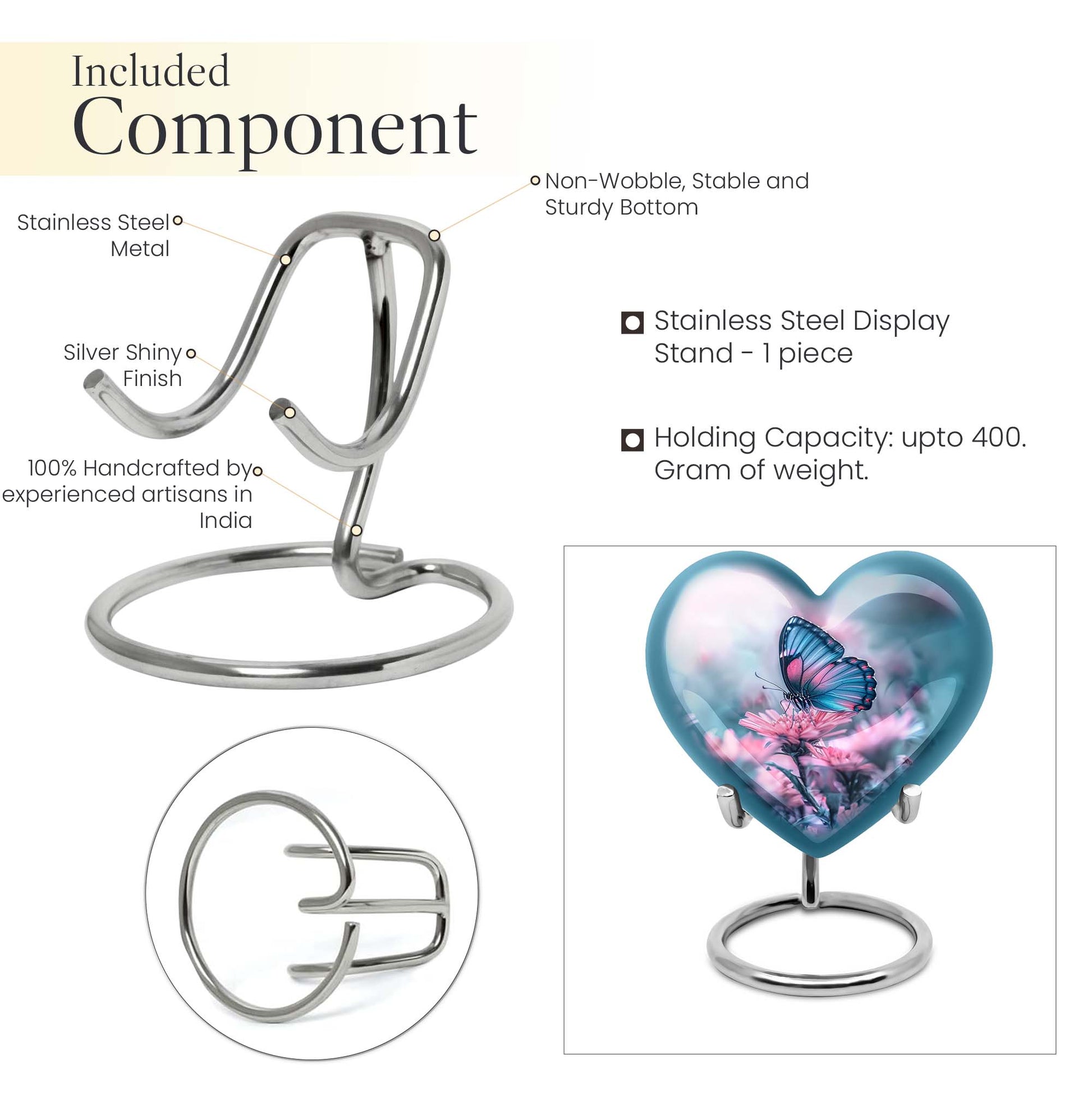 Abstract heart-shaped 10-inch butterfly urn