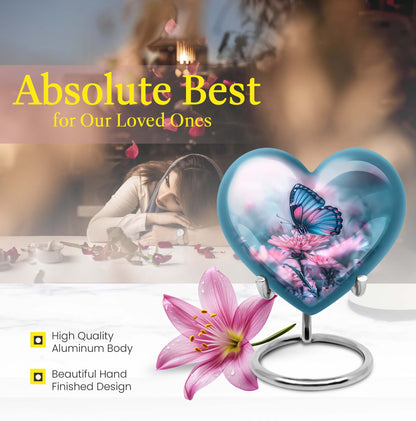 Abstract heart-shaped 10-inch butterfly urn