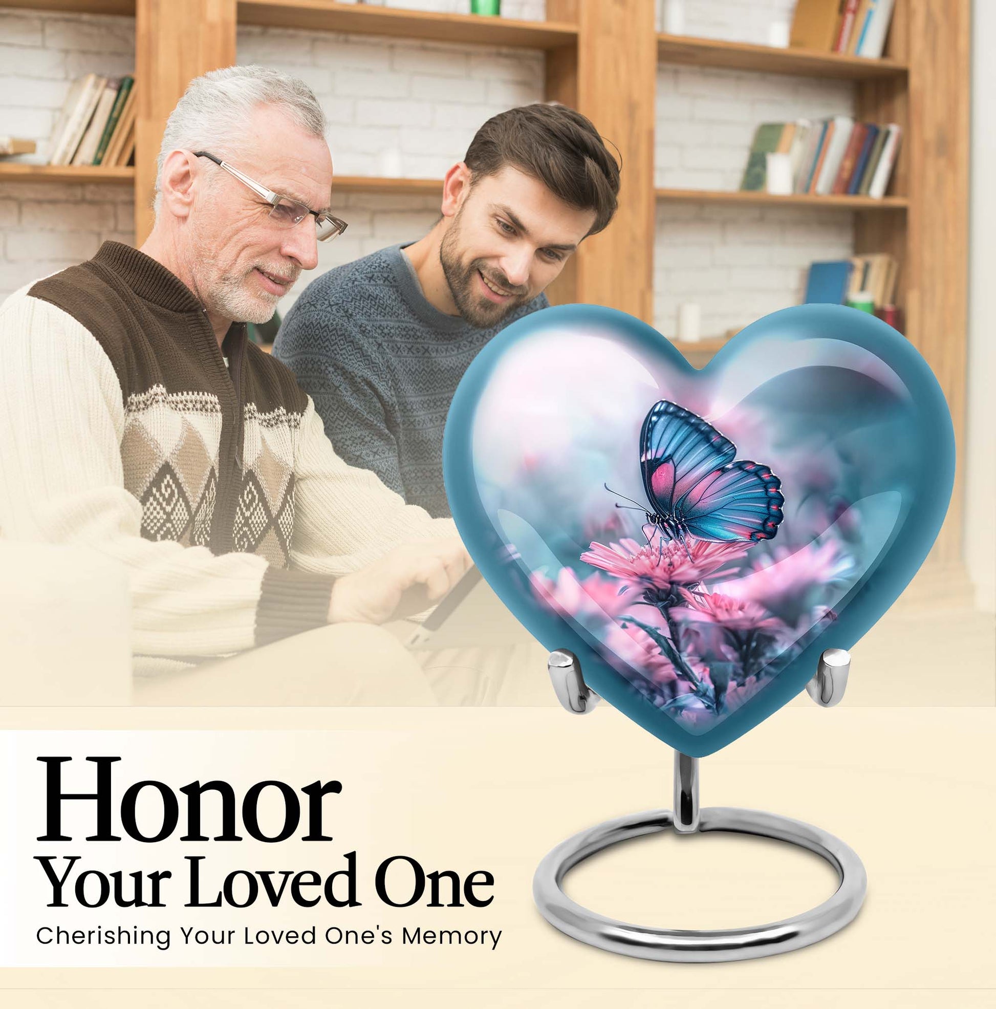 Abstract heart-shaped 10-inch butterfly urn