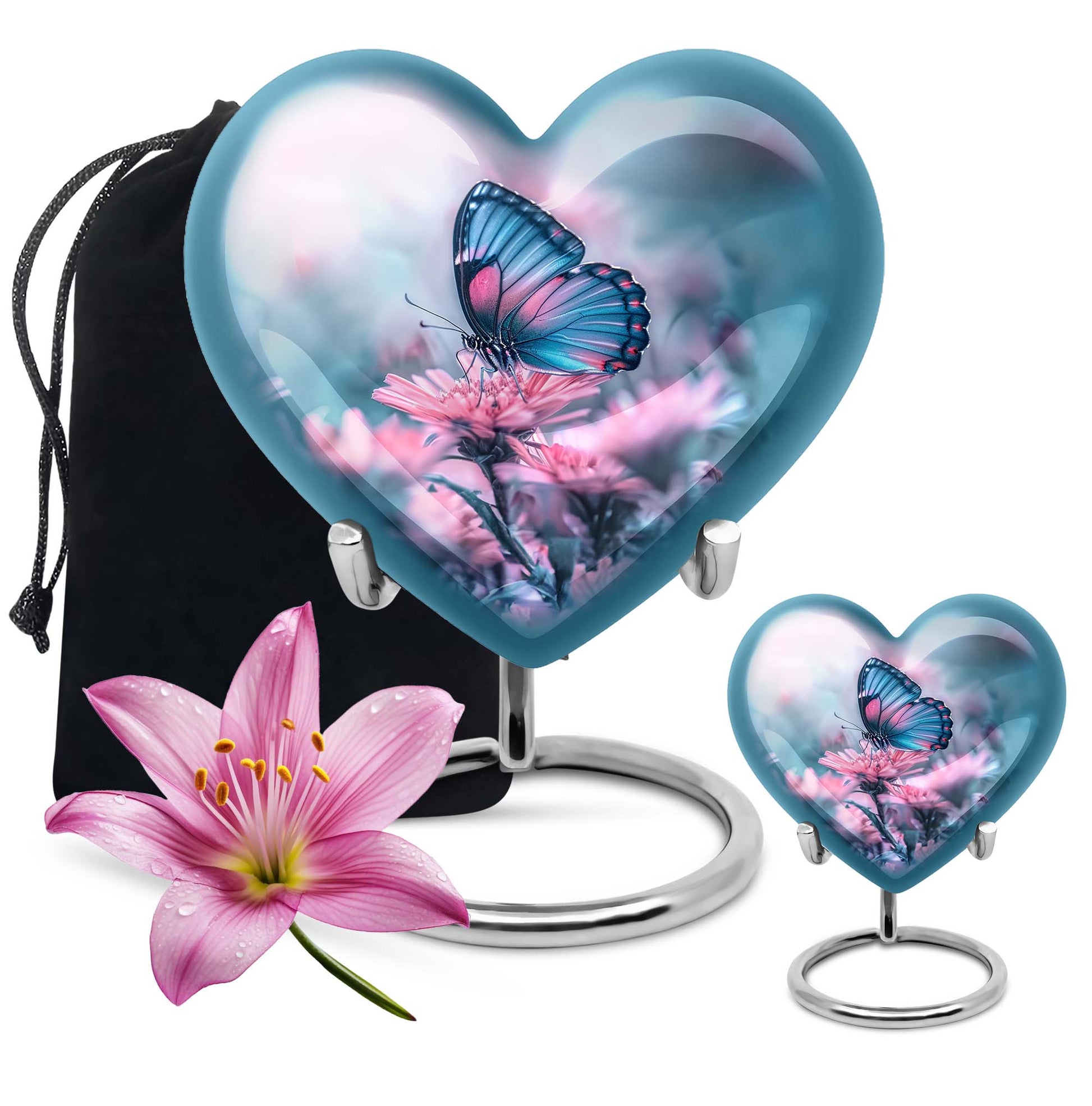 Abstract heart-shaped 10-inch butterfly urn