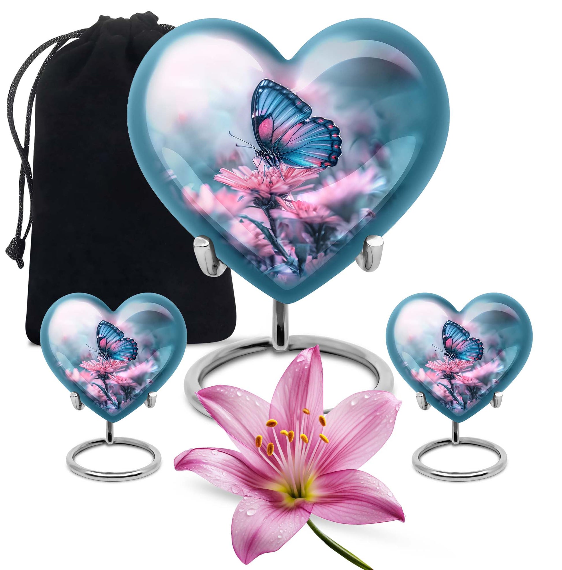 Abstract heart-shaped 10-inch butterfly urn