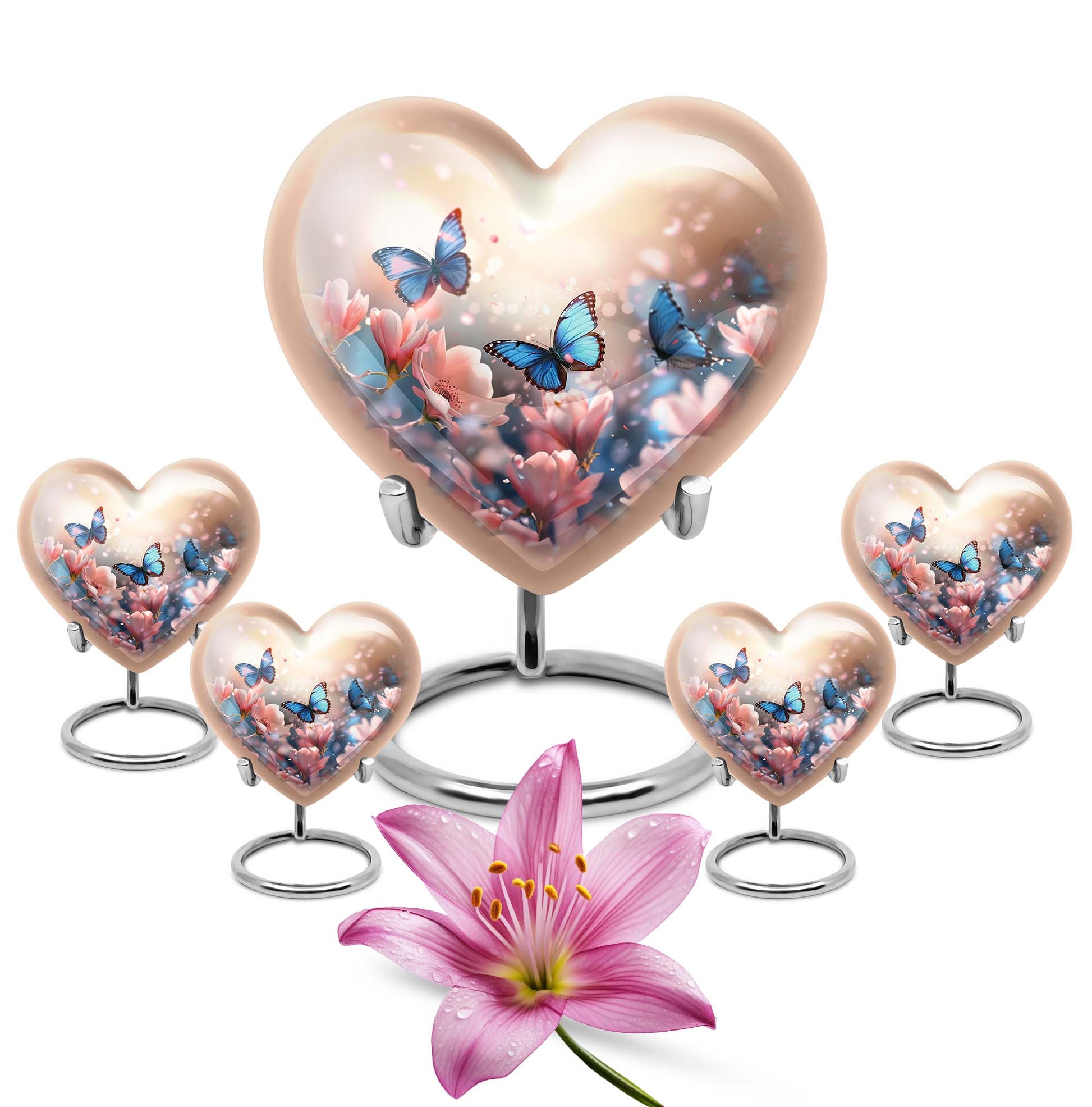  heart shaped butterfly funeral urn for men