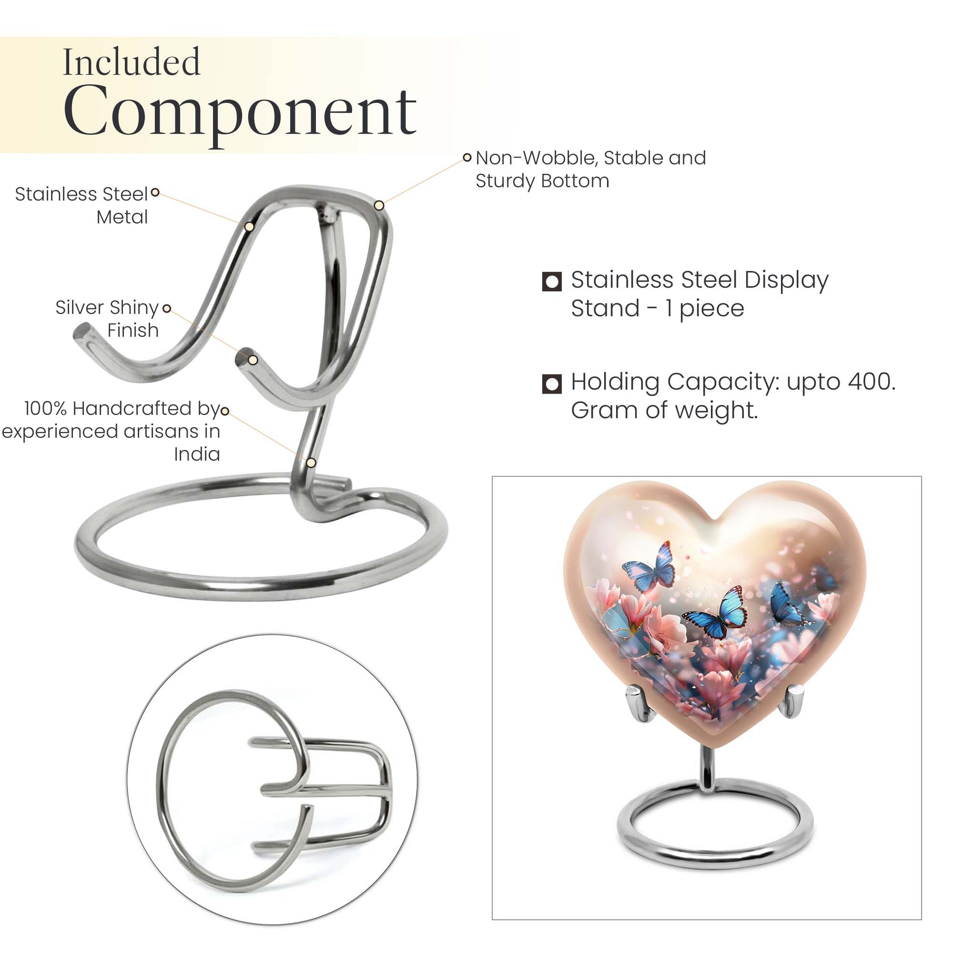  heart shaped butterfly funeral urn for men