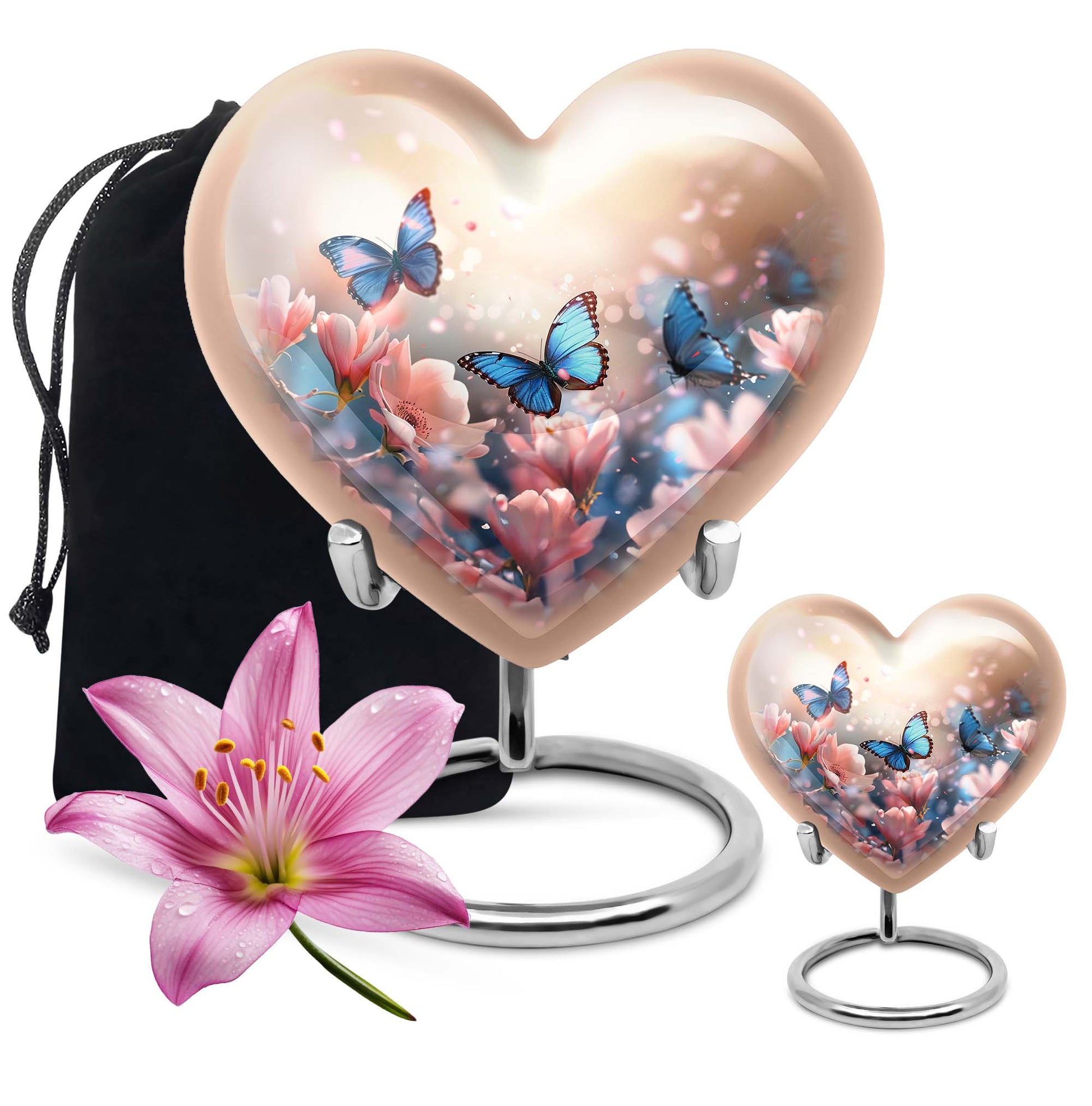  heart shaped butterfly funeral urn for men
