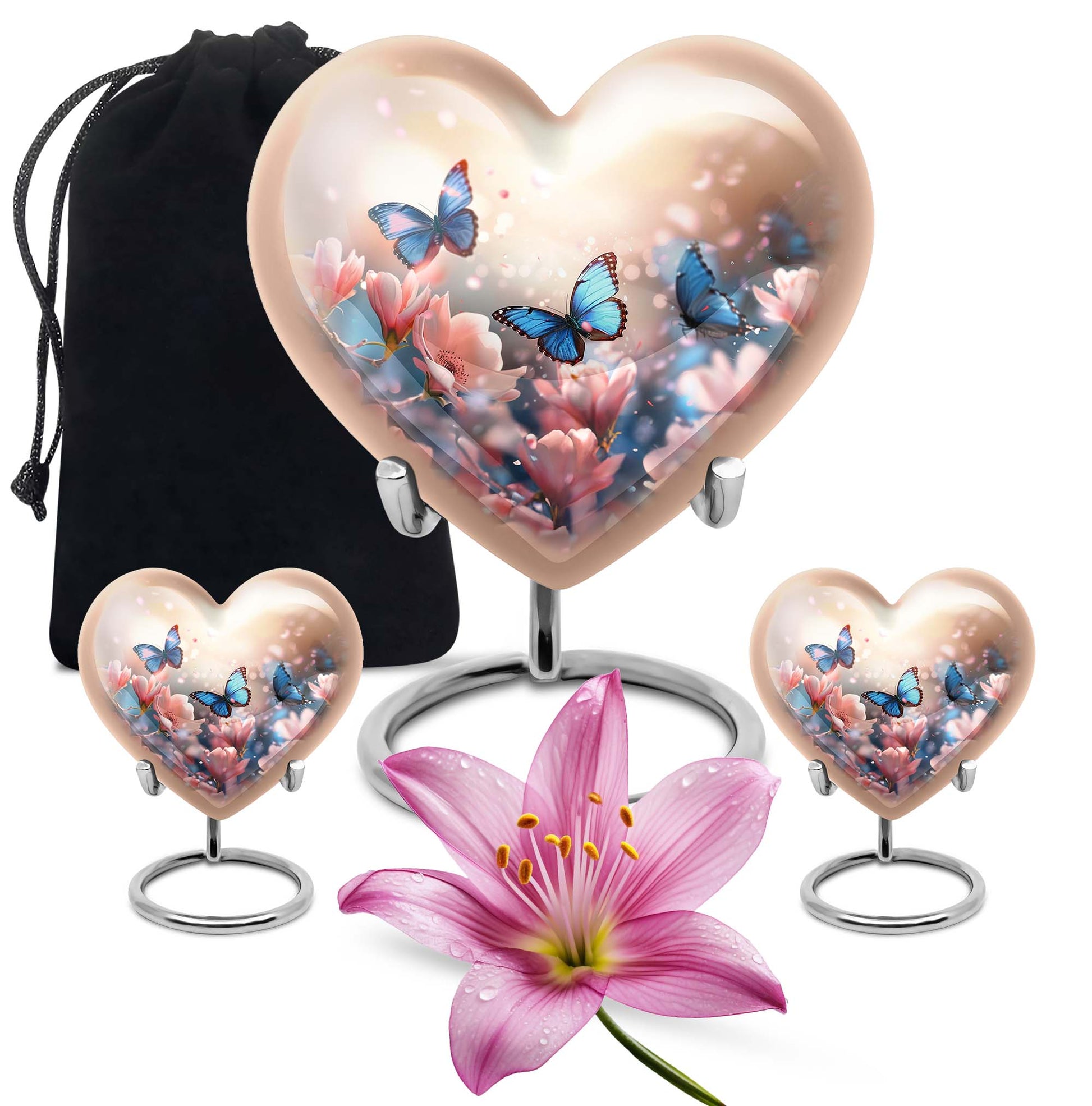  heart shaped butterfly funeral urn for men