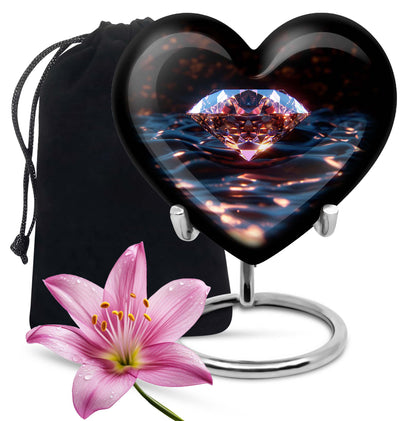 heart-shaped diamond urn