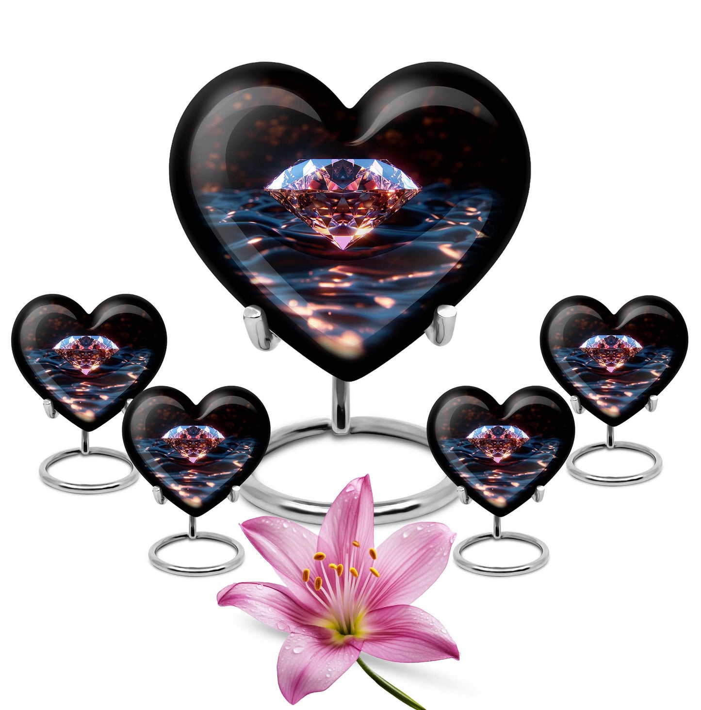 heart-shaped diamond urn
