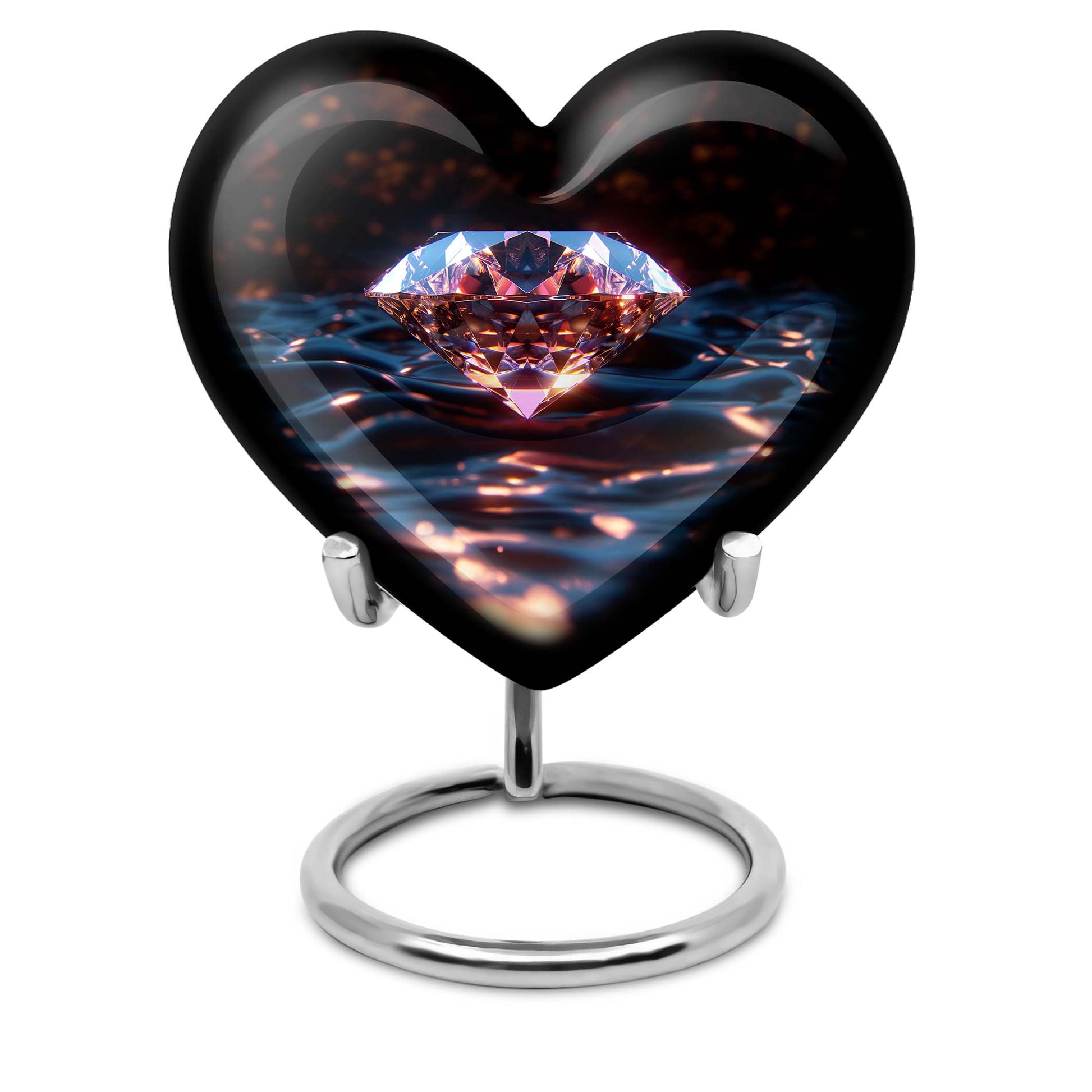heart-shaped diamond urn