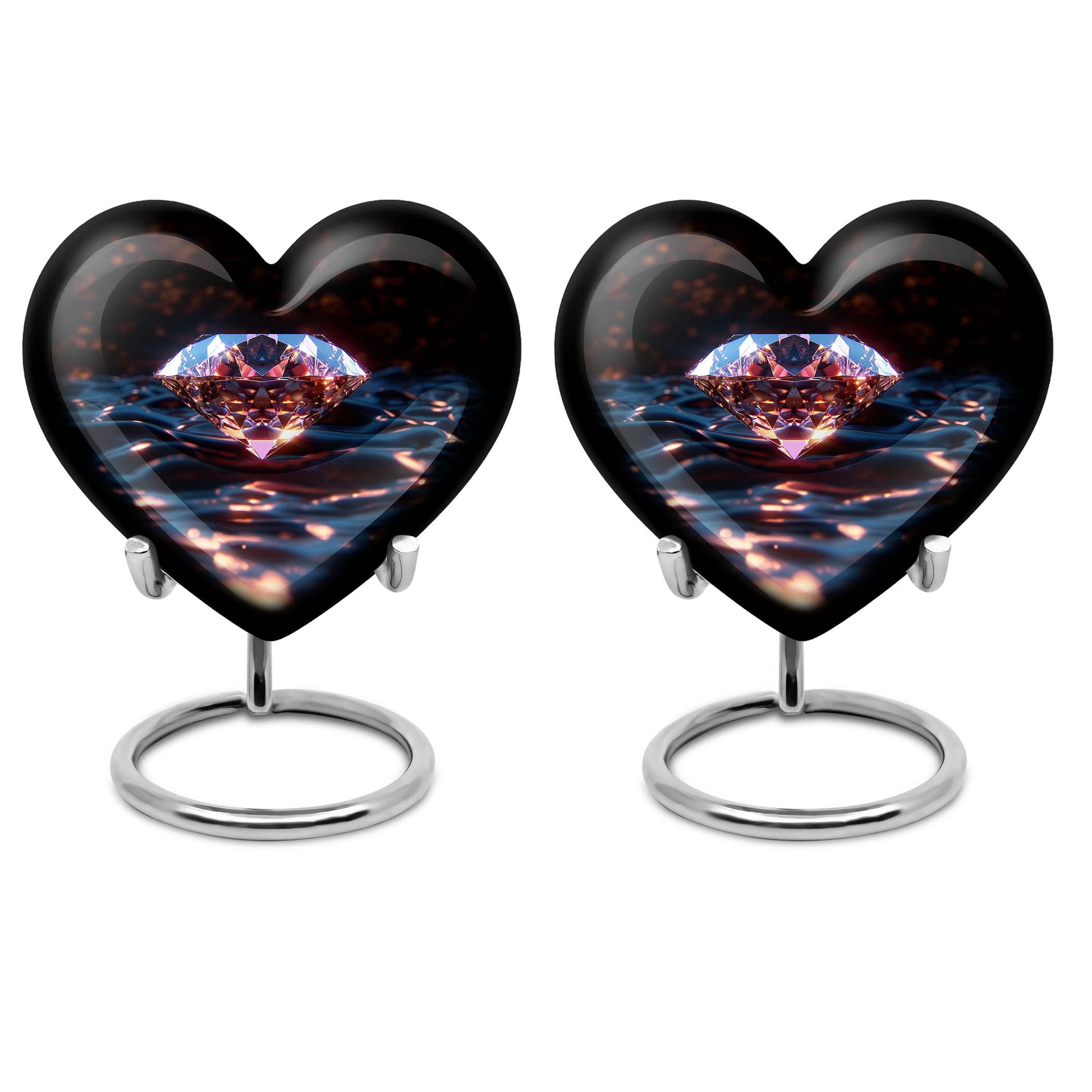 heart-shaped diamond urn