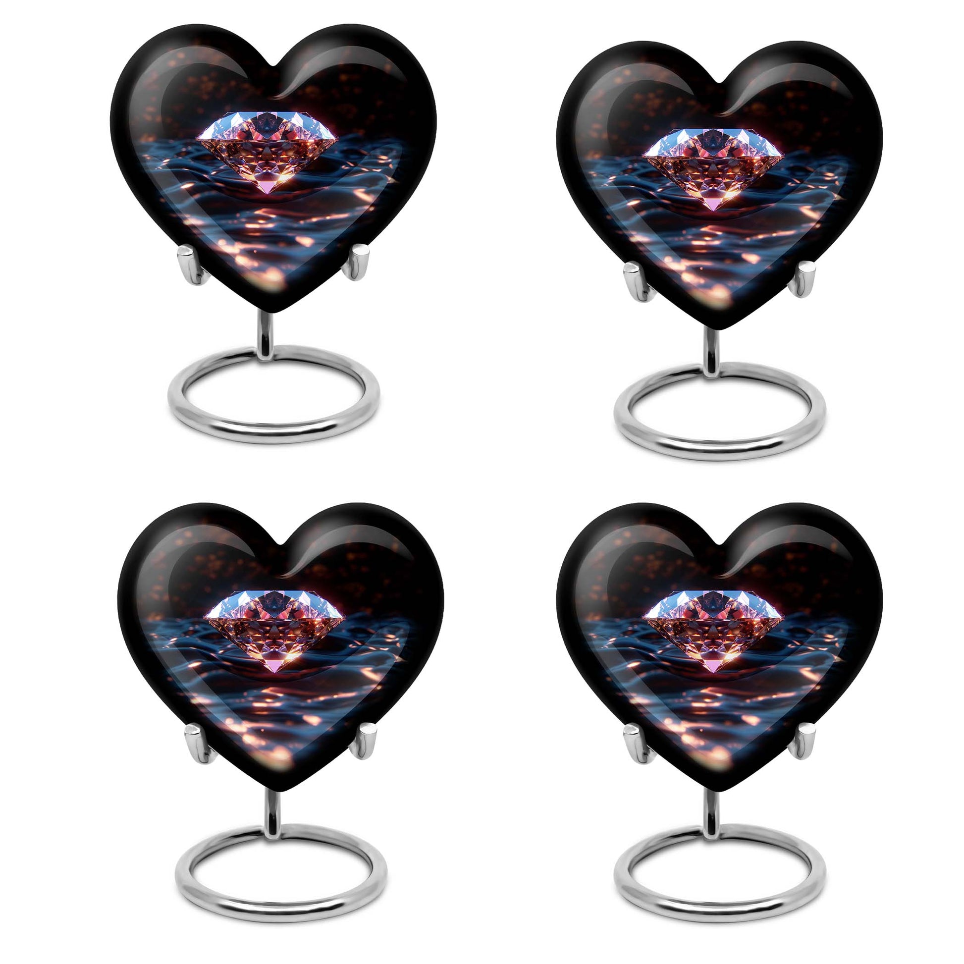 heart-shaped diamond urn
