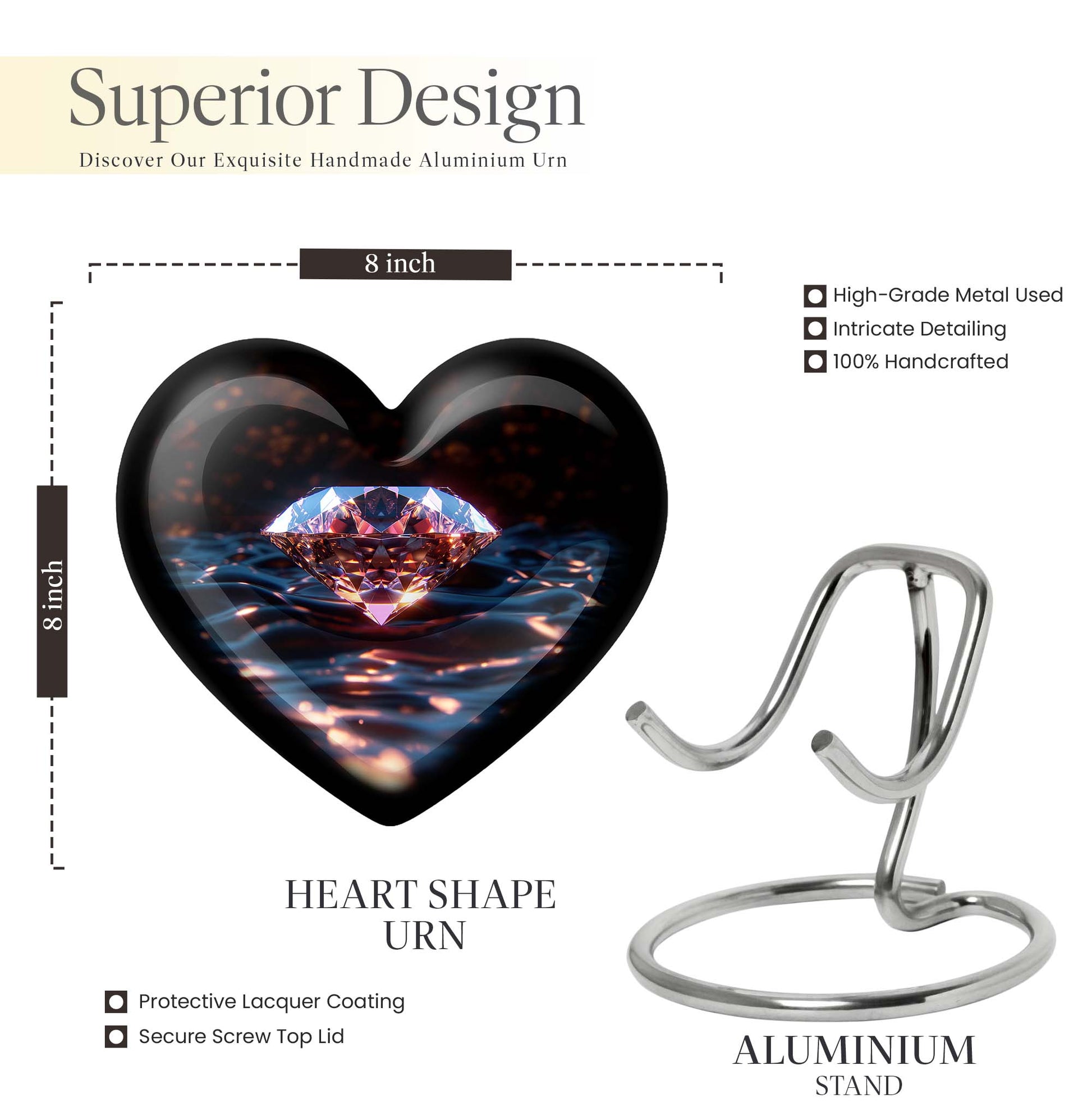 heart-shaped diamond urn