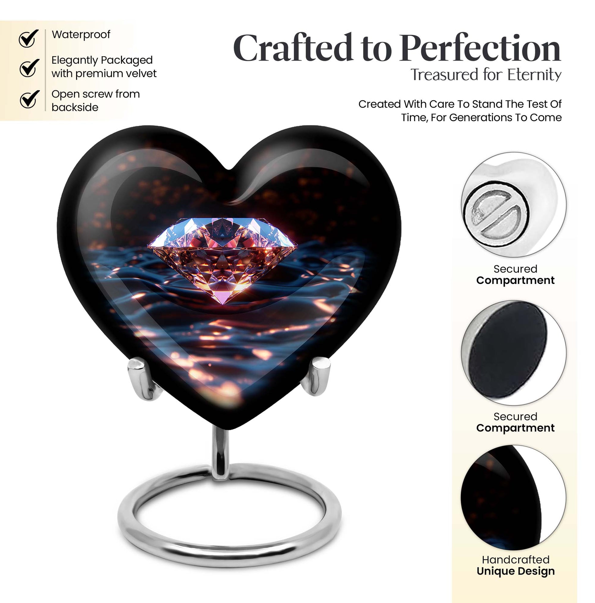 heart-shaped diamond urn