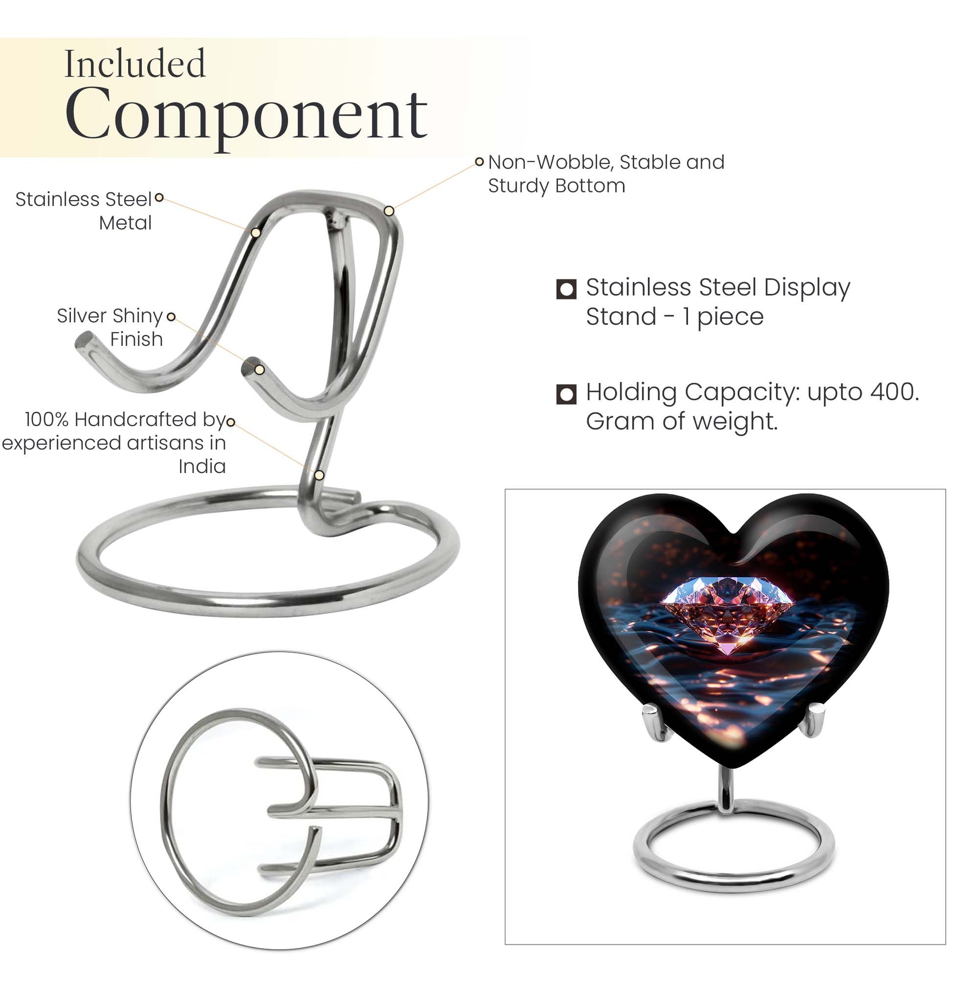 heart-shaped diamond urn