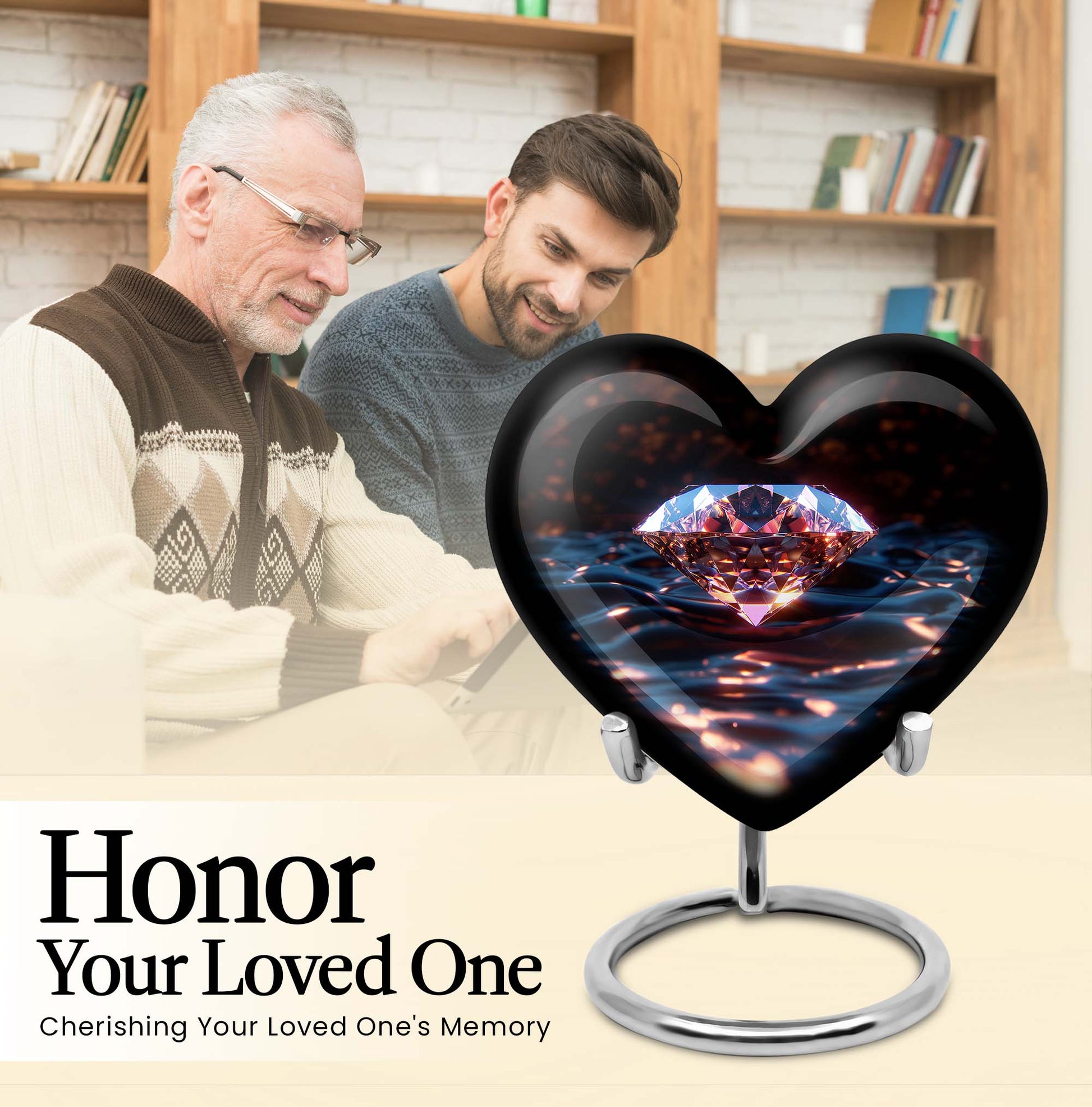 heart-shaped diamond urn
