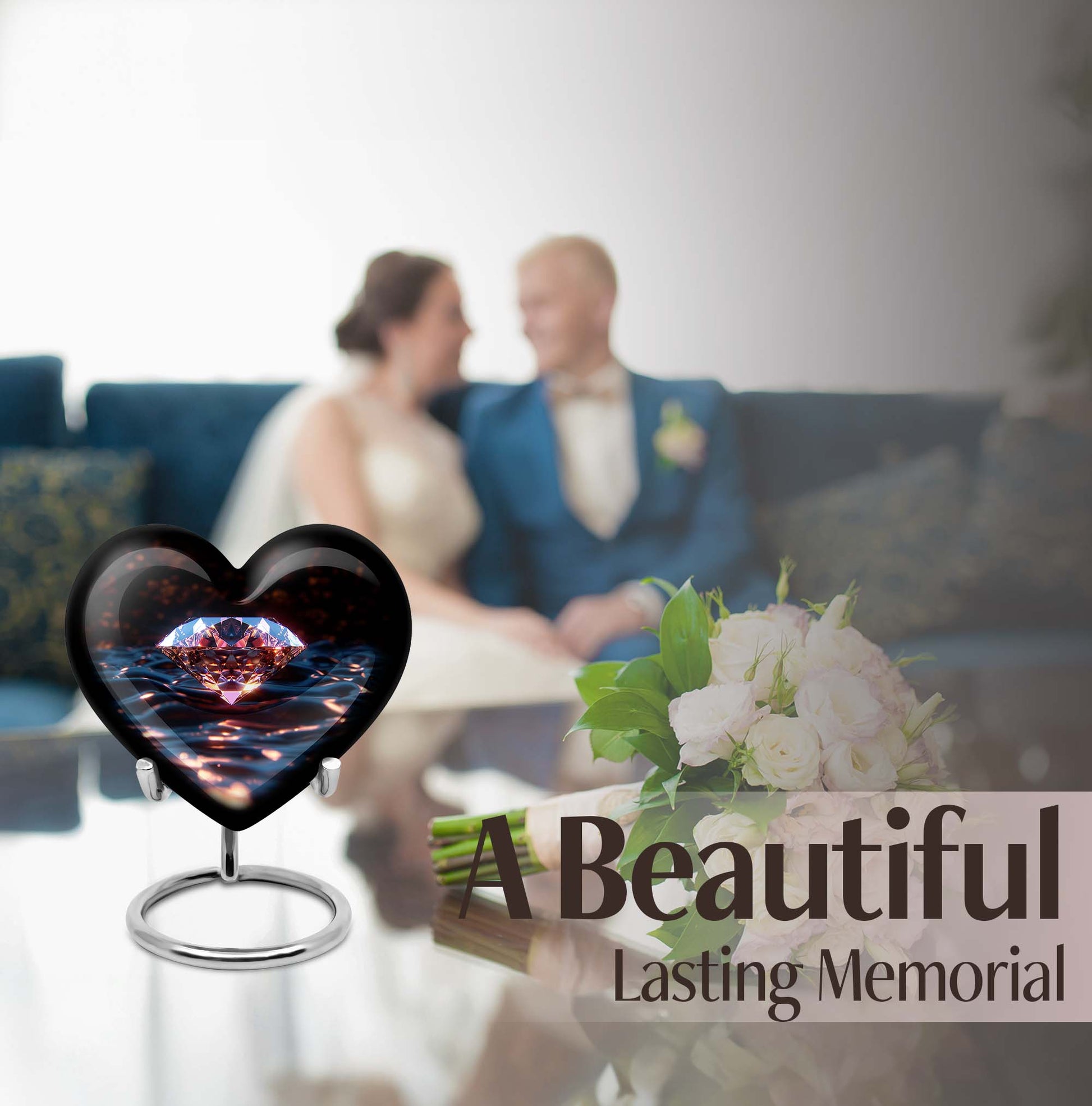 heart-shaped diamond urn
