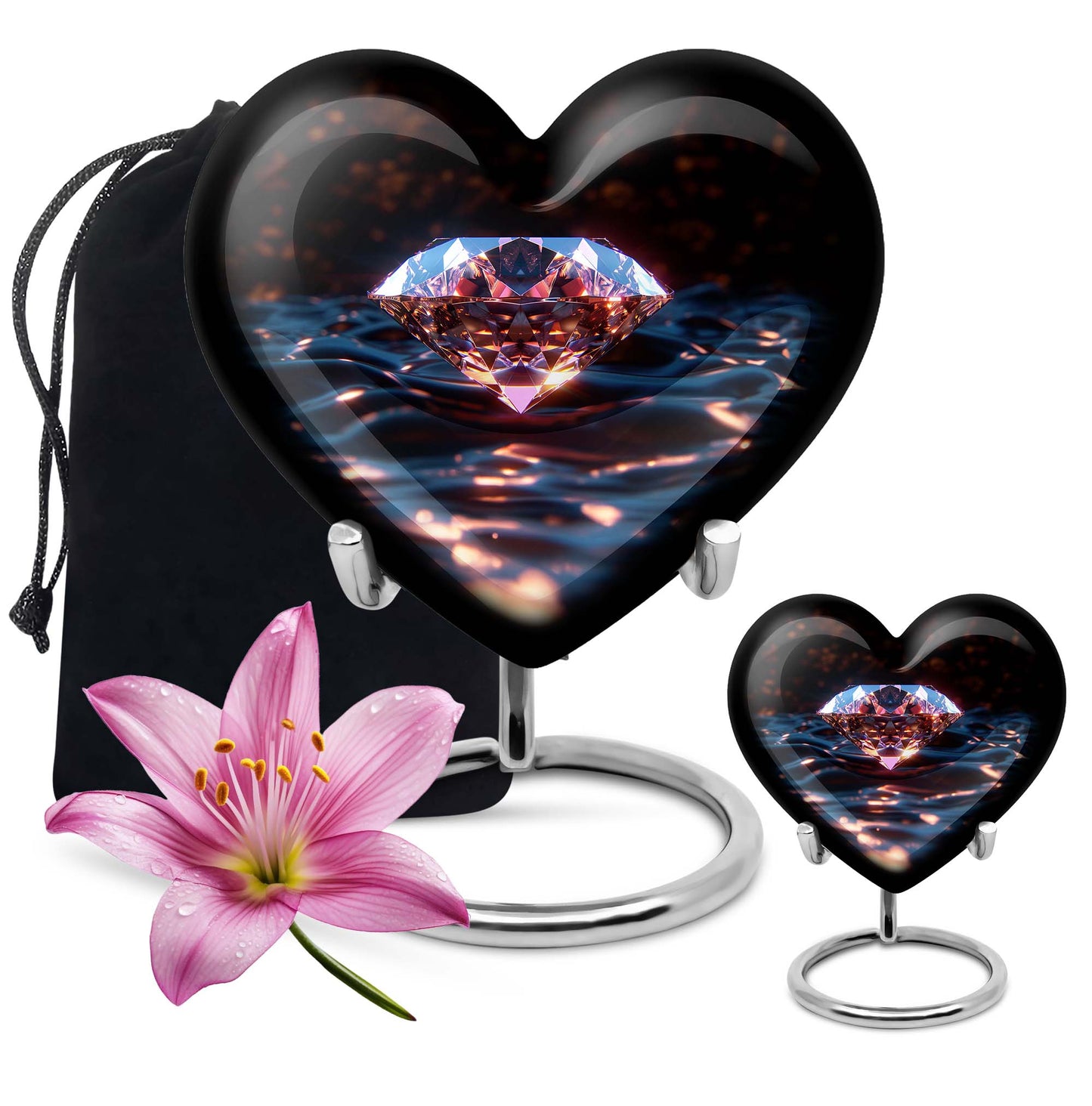 heart-shaped diamond urn