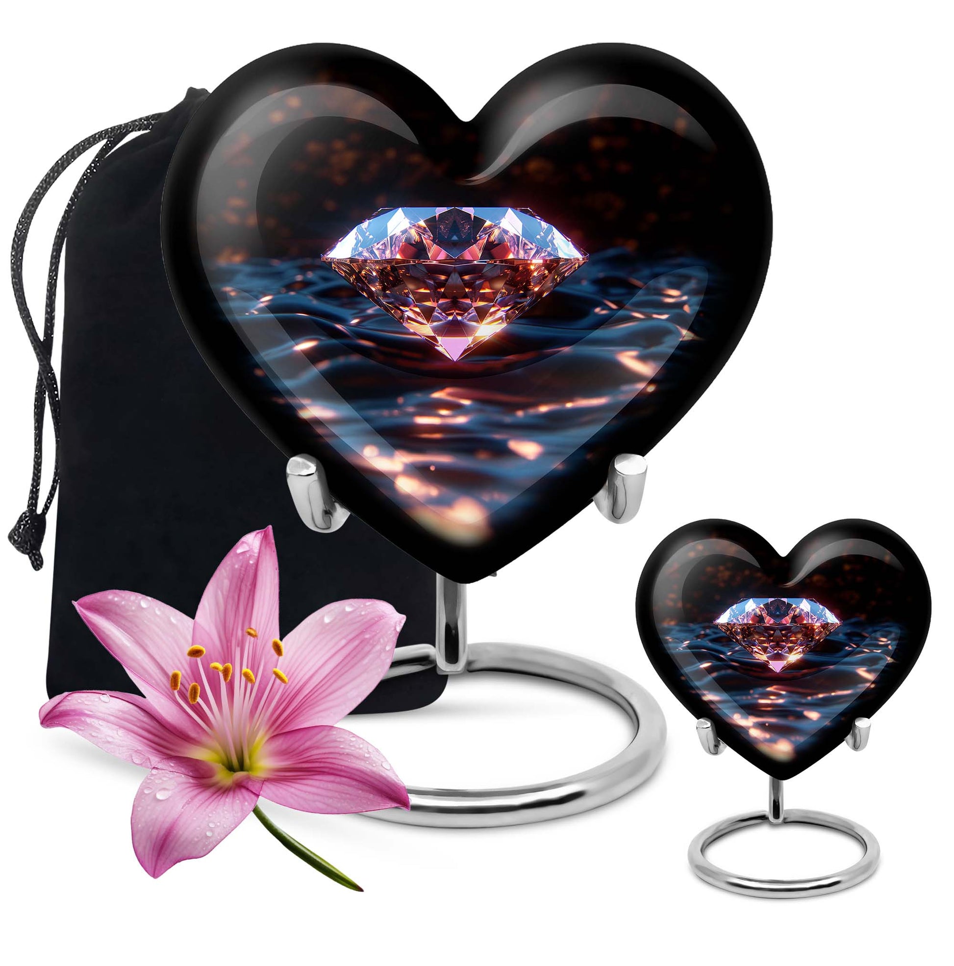 heart-shaped diamond urn