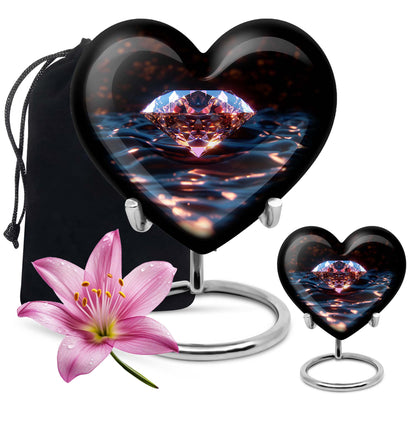 heart-shaped diamond urn