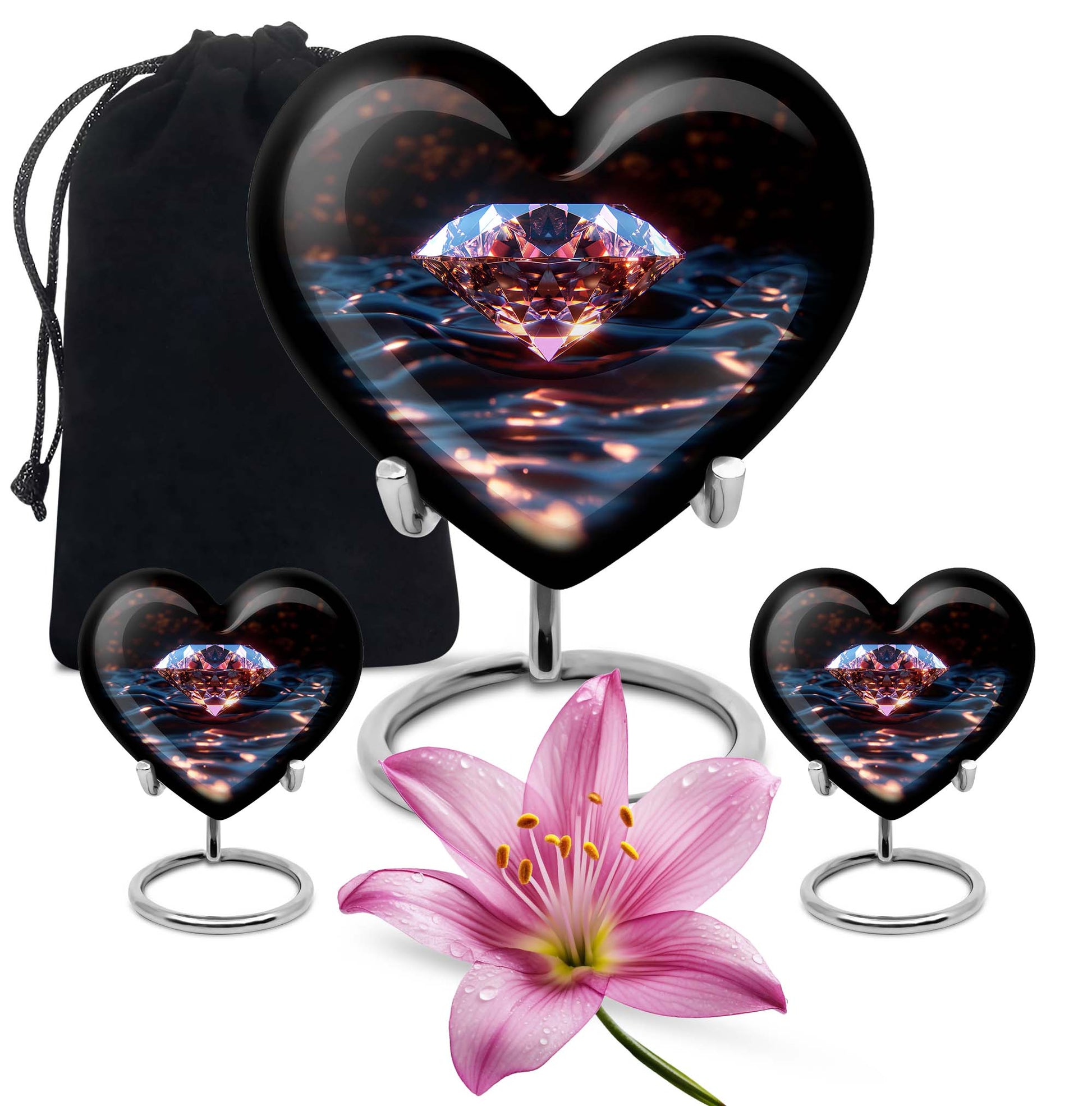 heart-shaped diamond urn