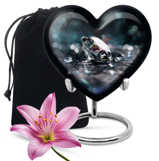 10-inch heart-shaped diamond cremation urn