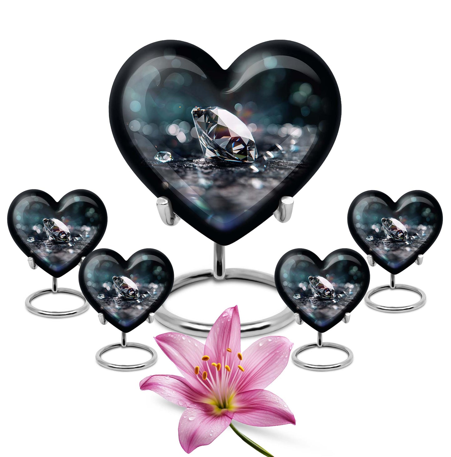 10-inch heart-shaped diamond cremation urn