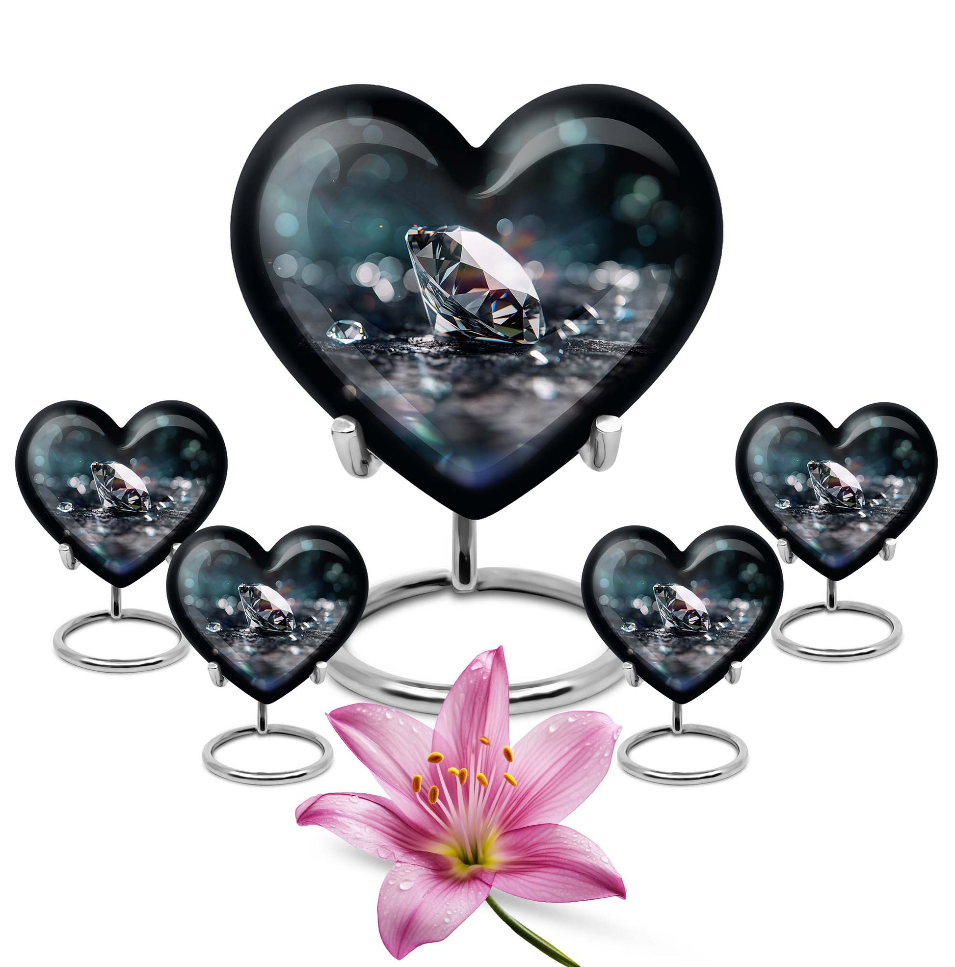 10-inch heart-shaped diamond cremation urn