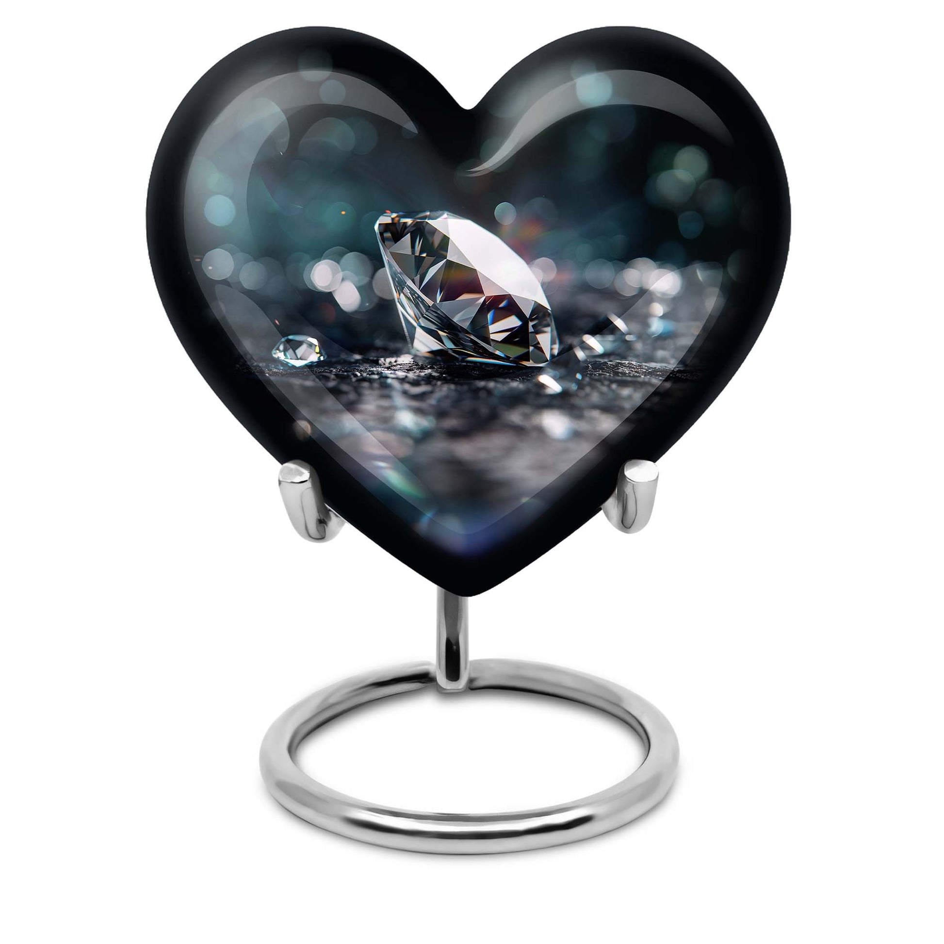 10-inch heart-shaped diamond cremation urn