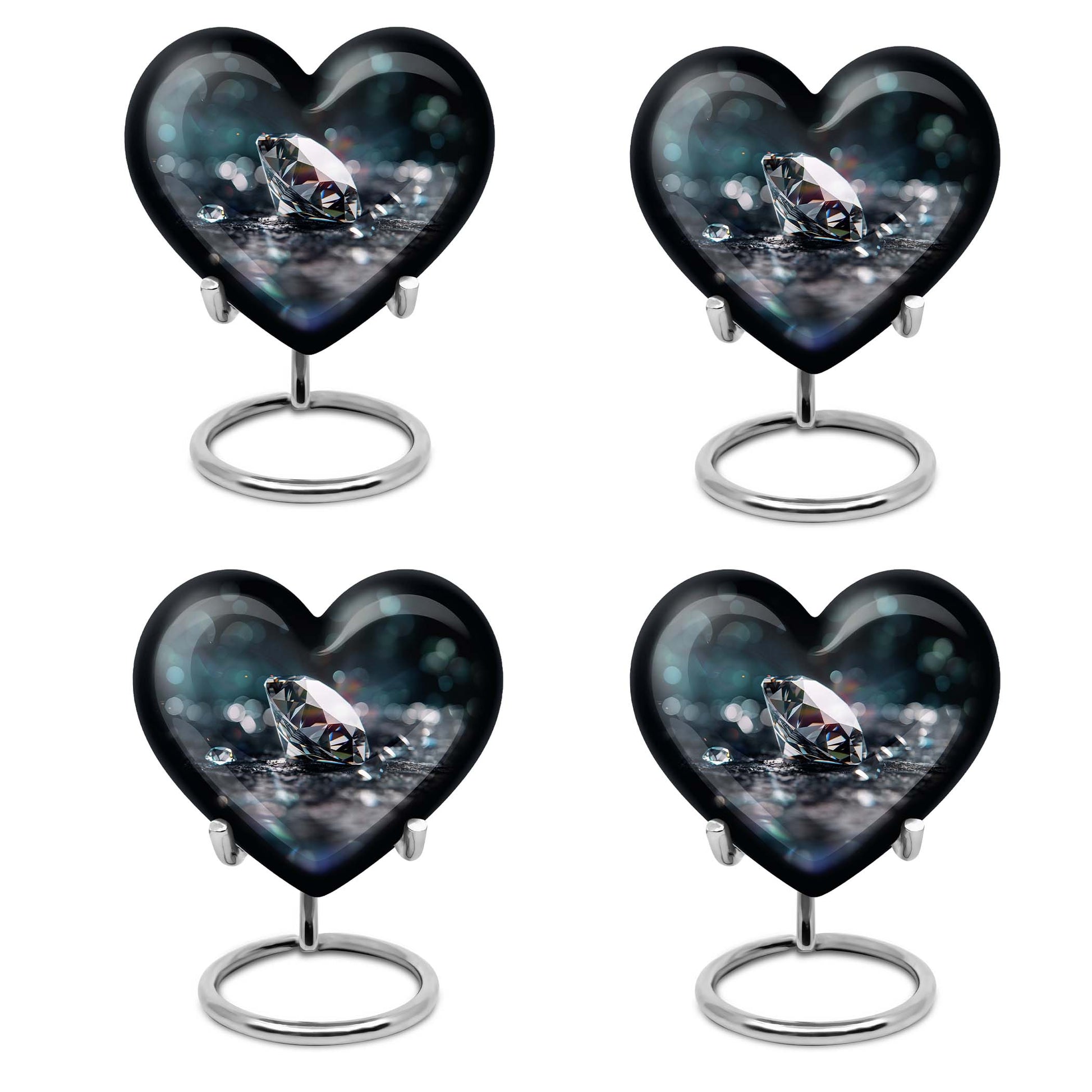 10-inch heart-shaped diamond cremation urn