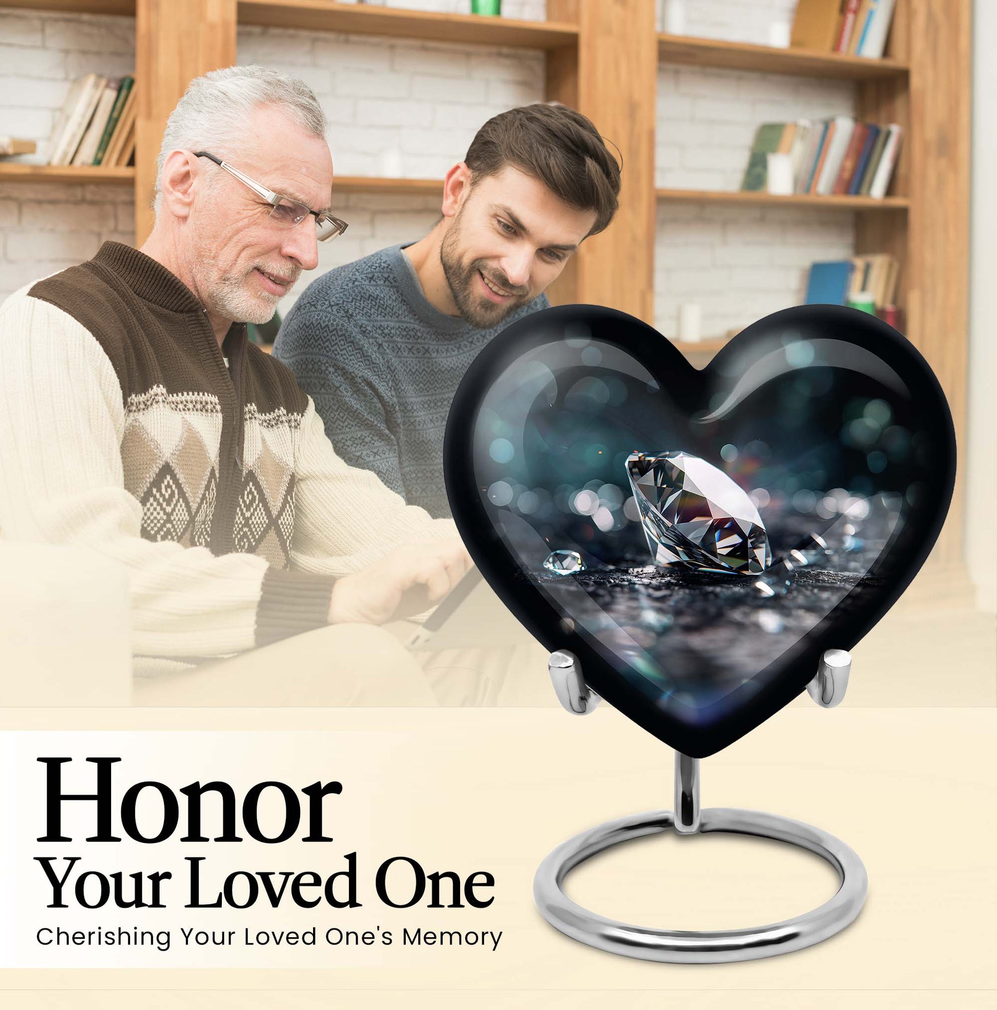 10-inch heart-shaped diamond cremation urn
