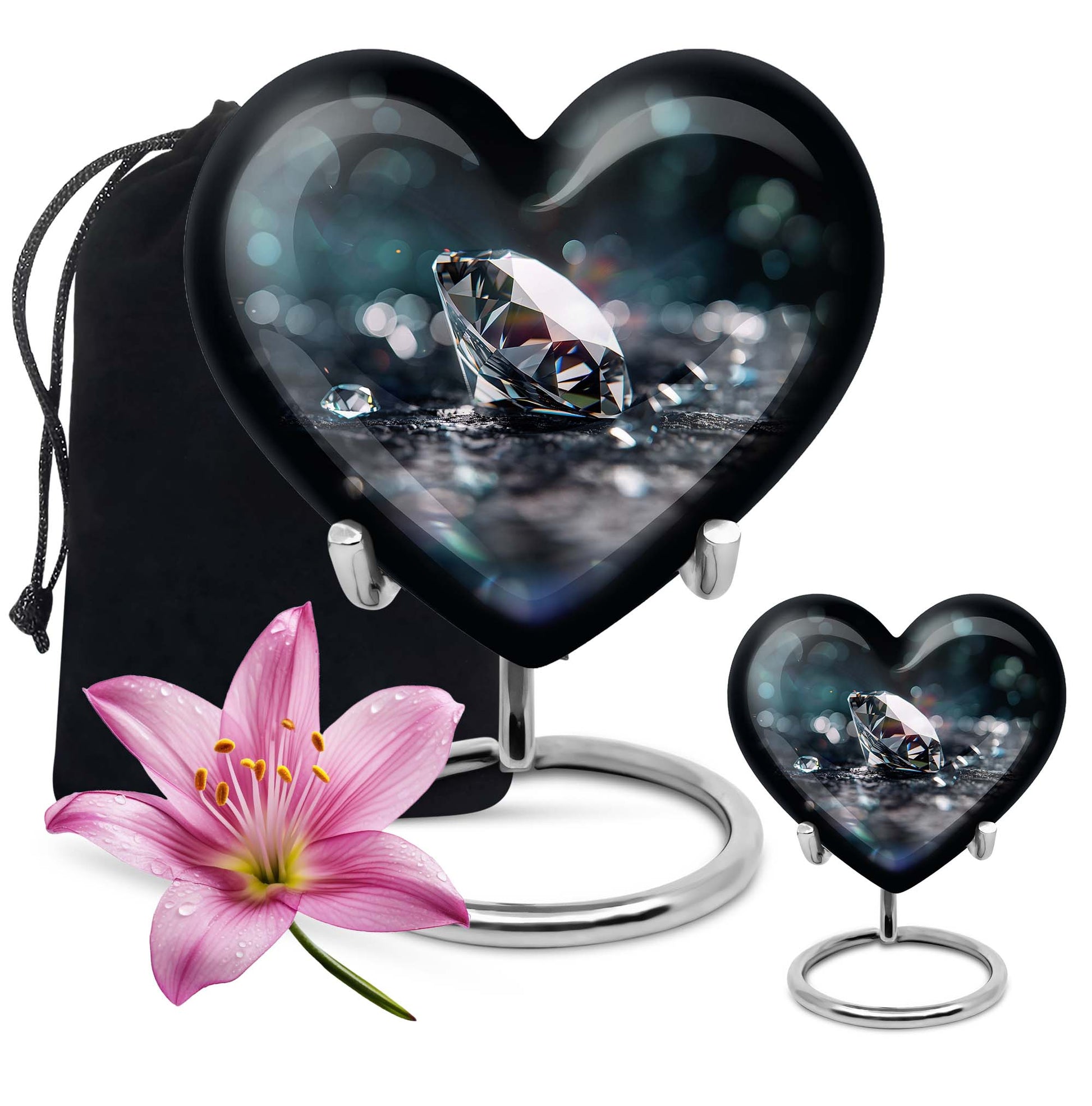 10-inch heart-shaped diamond cremation urn