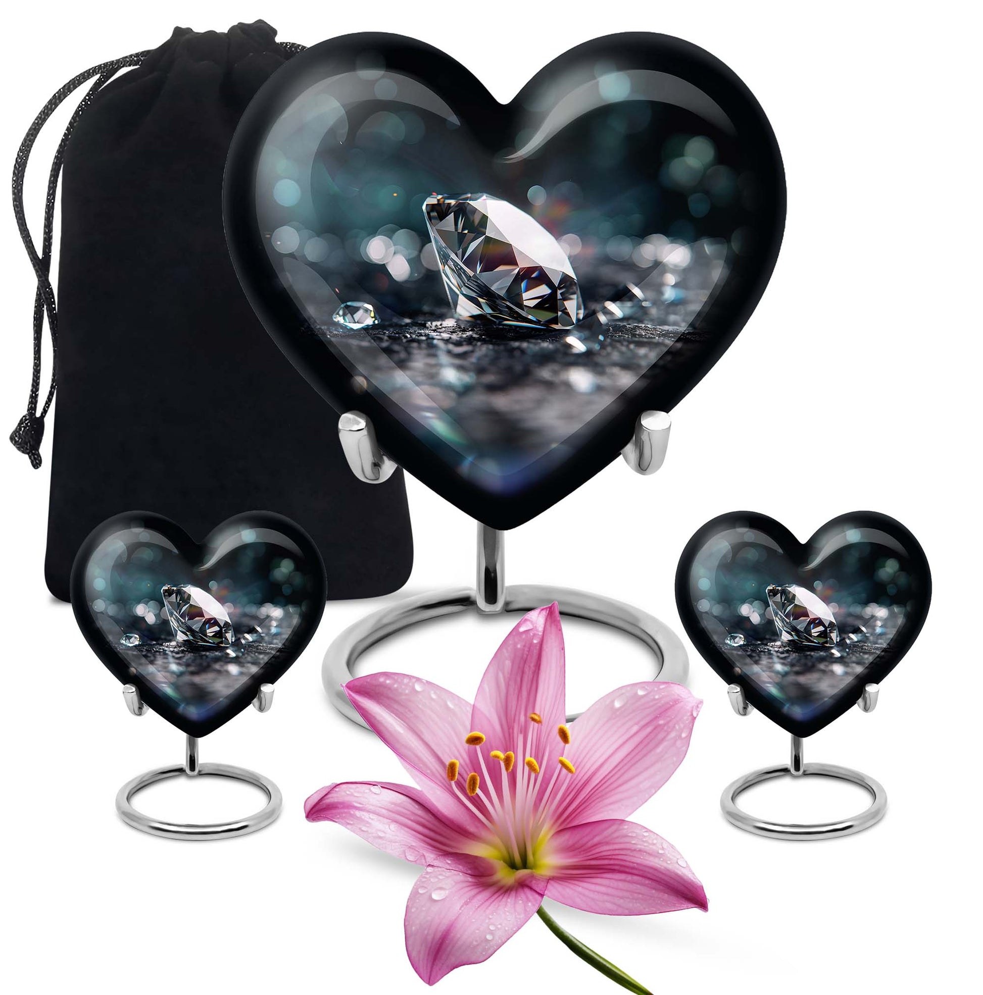 10-inch heart-shaped diamond cremation urn