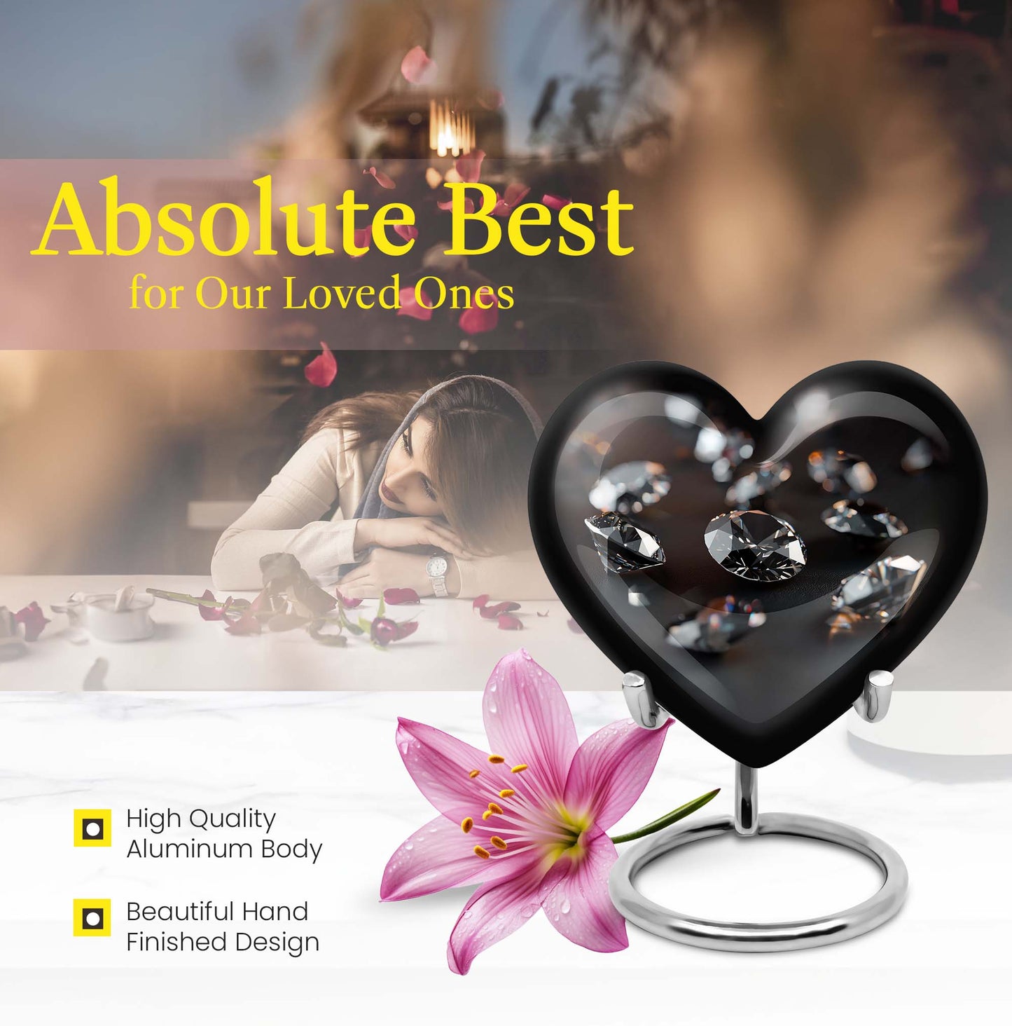 diamond heart urn