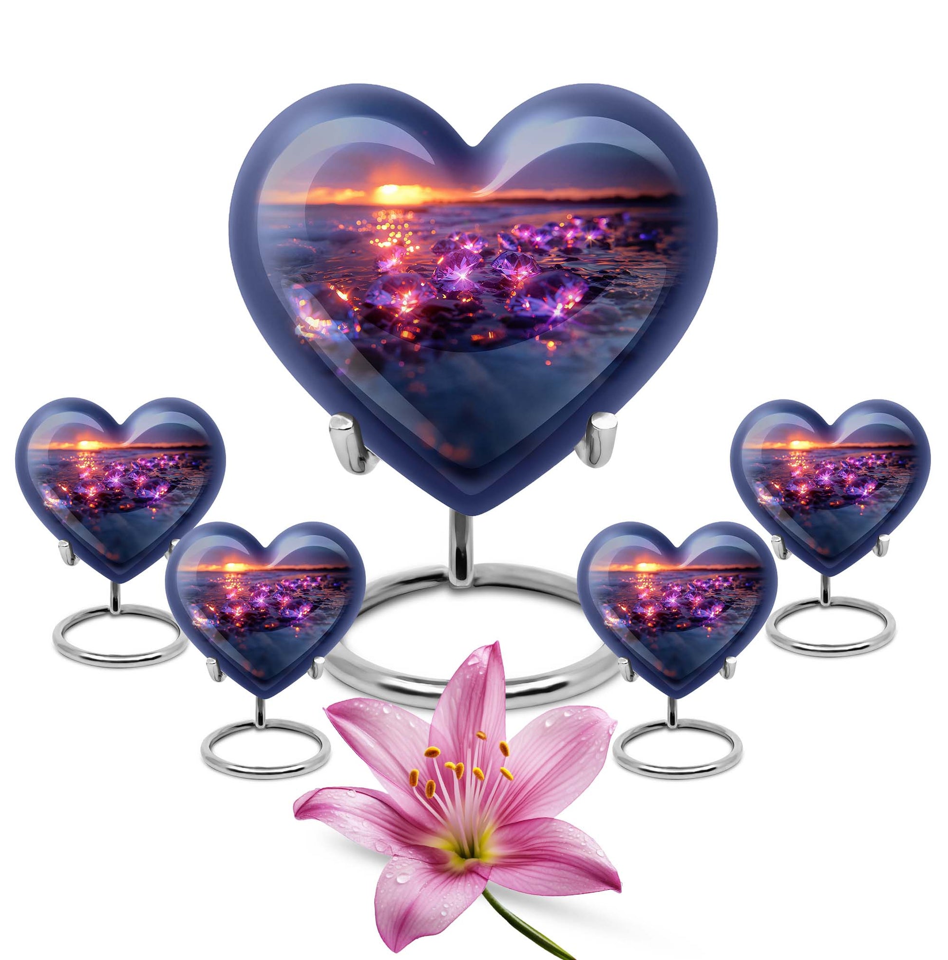 10-inch abstract heart diamond urn for memorial ashes 