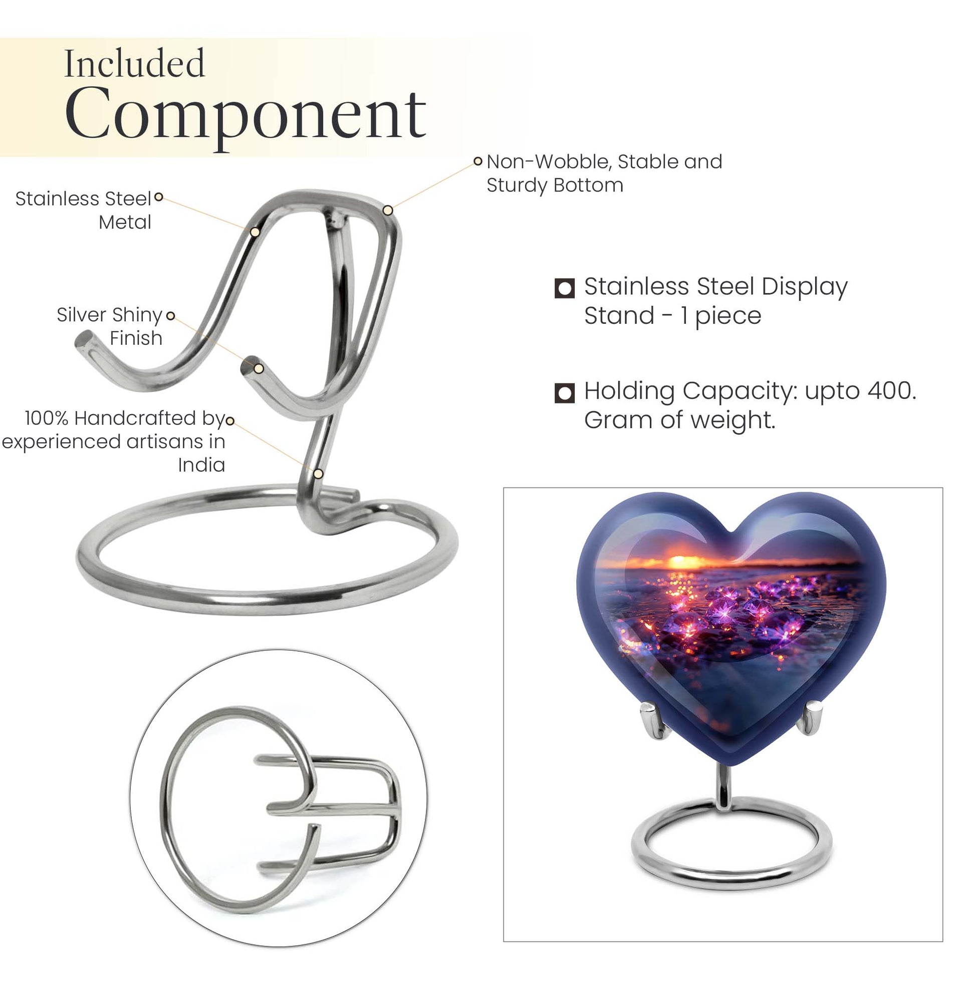 10-inch abstract heart diamond urn for memorial ashes 
