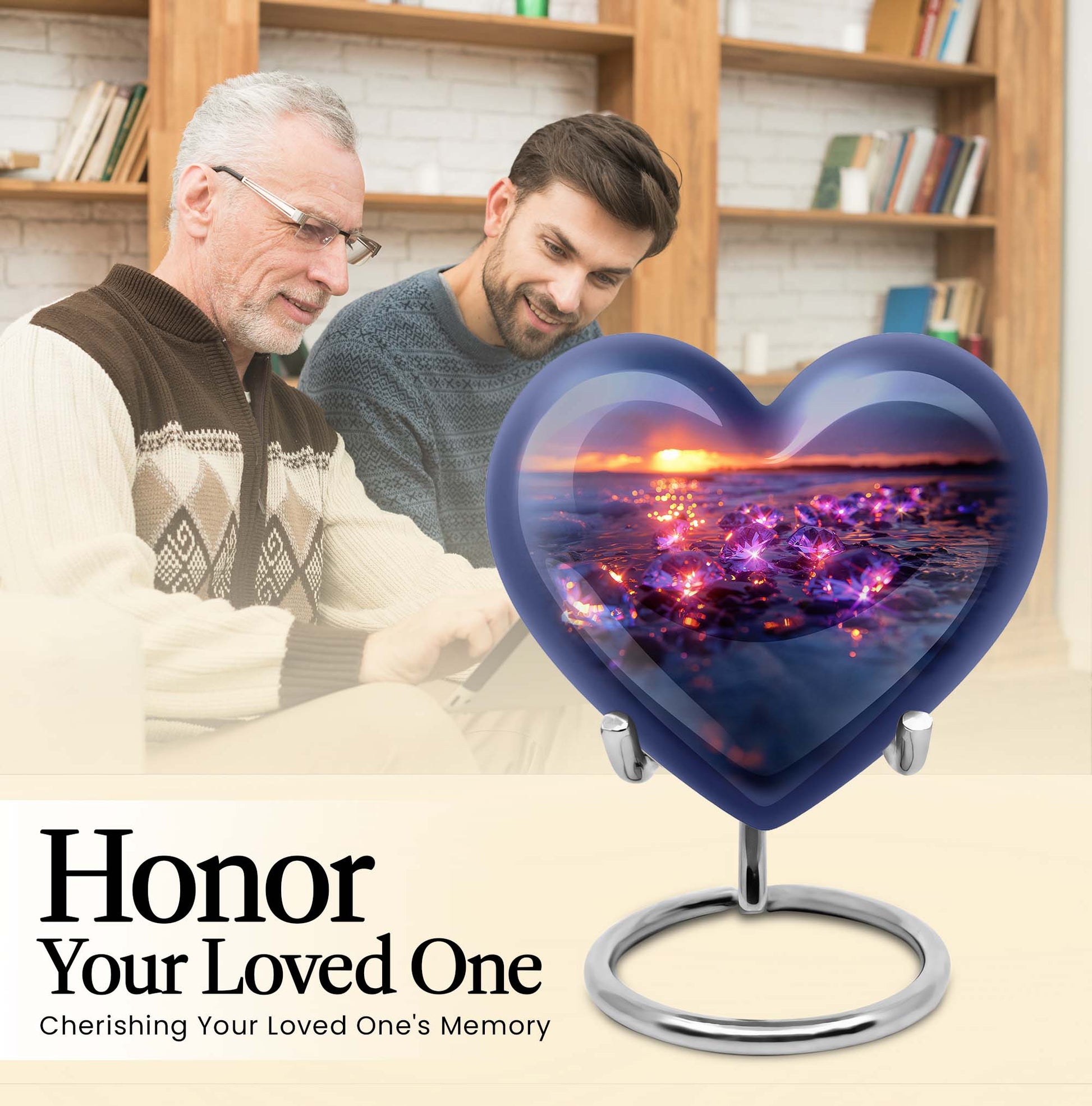 10-inch abstract heart diamond urn for memorial ashes 