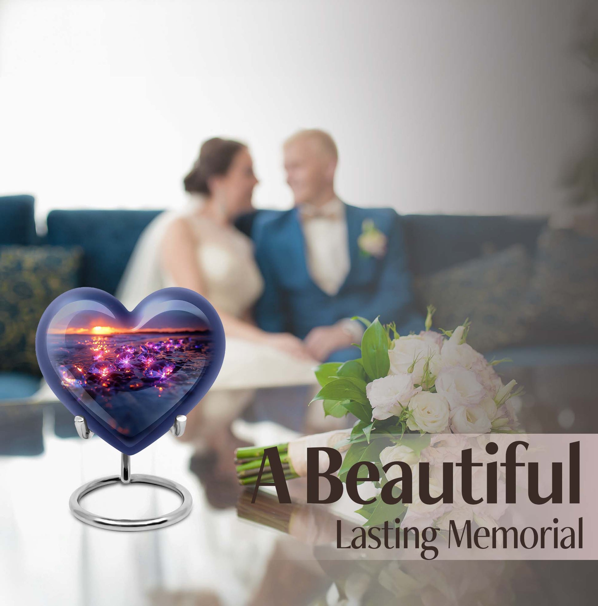 10-inch abstract heart diamond urn for memorial ashes 