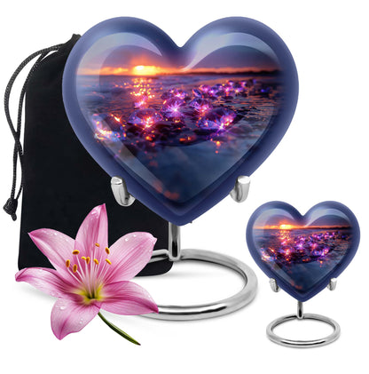 10-inch abstract heart diamond urn for memorial ashes 