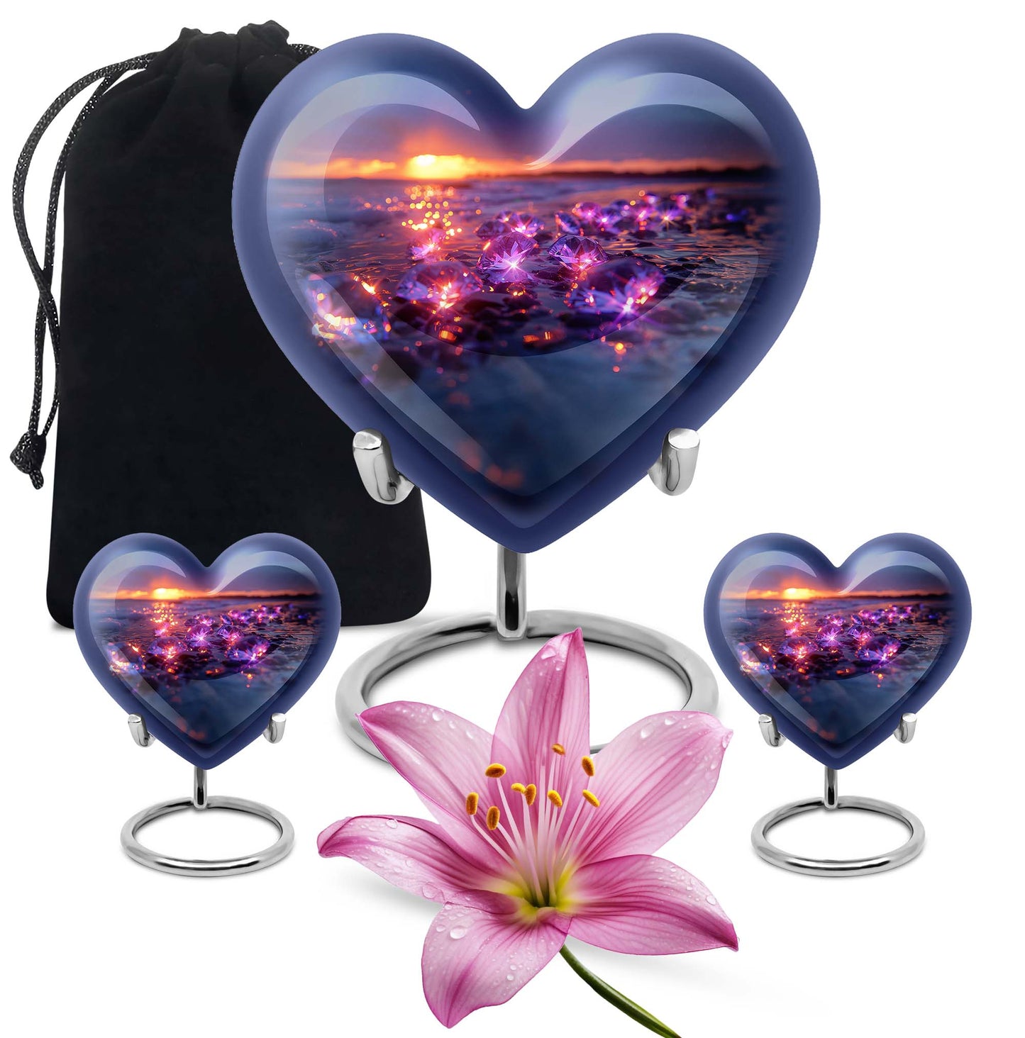 10-inch abstract heart diamond urn for memorial ashes 