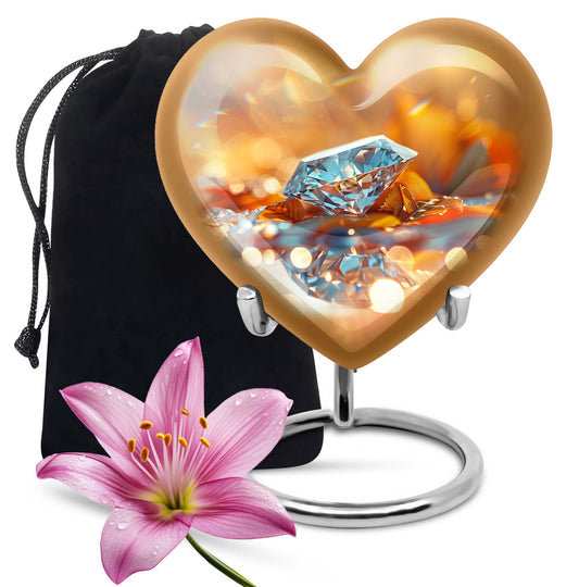 diamond heart-shaped cremation urn