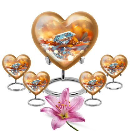 diamond heart-shaped cremation urn