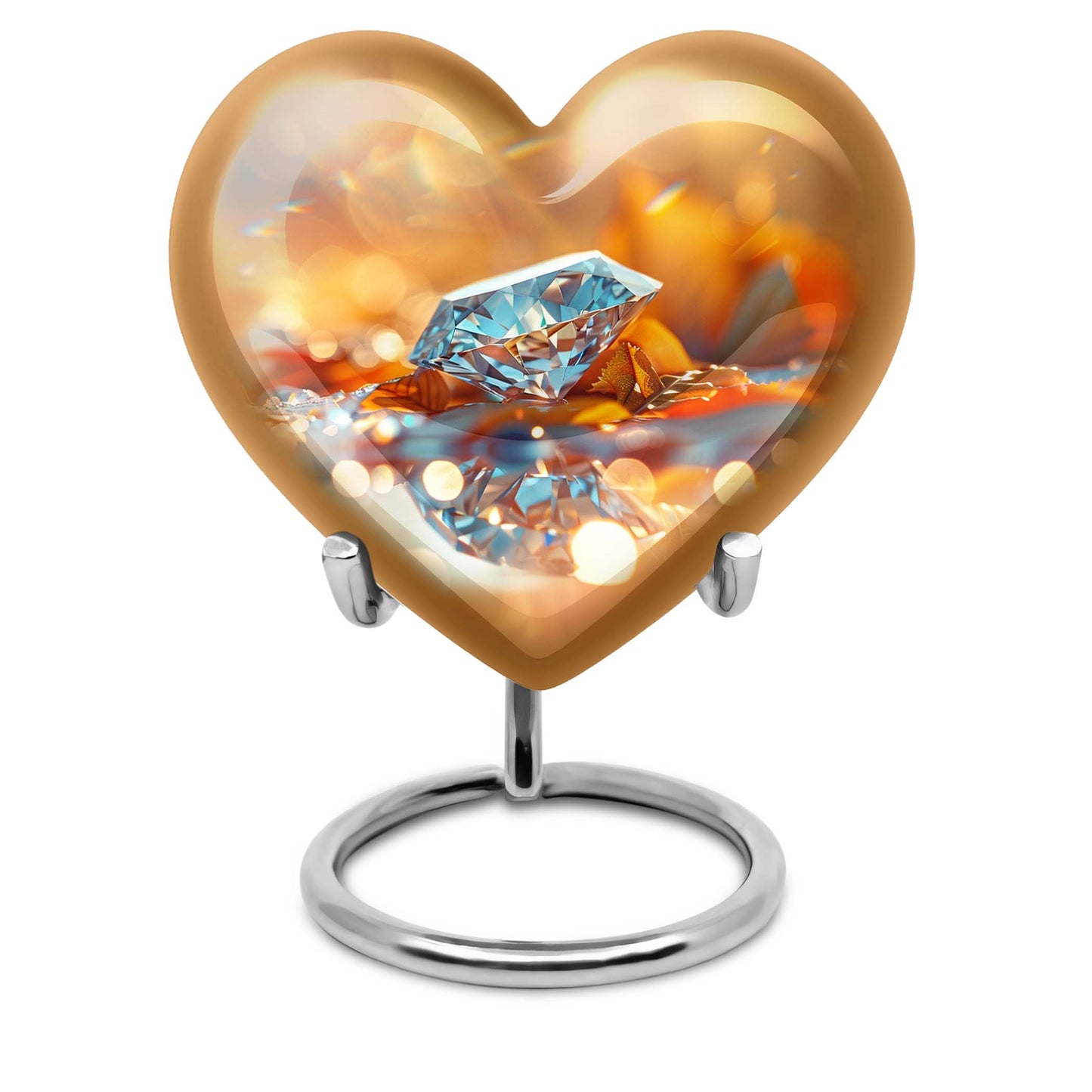 diamond heart-shaped cremation urn