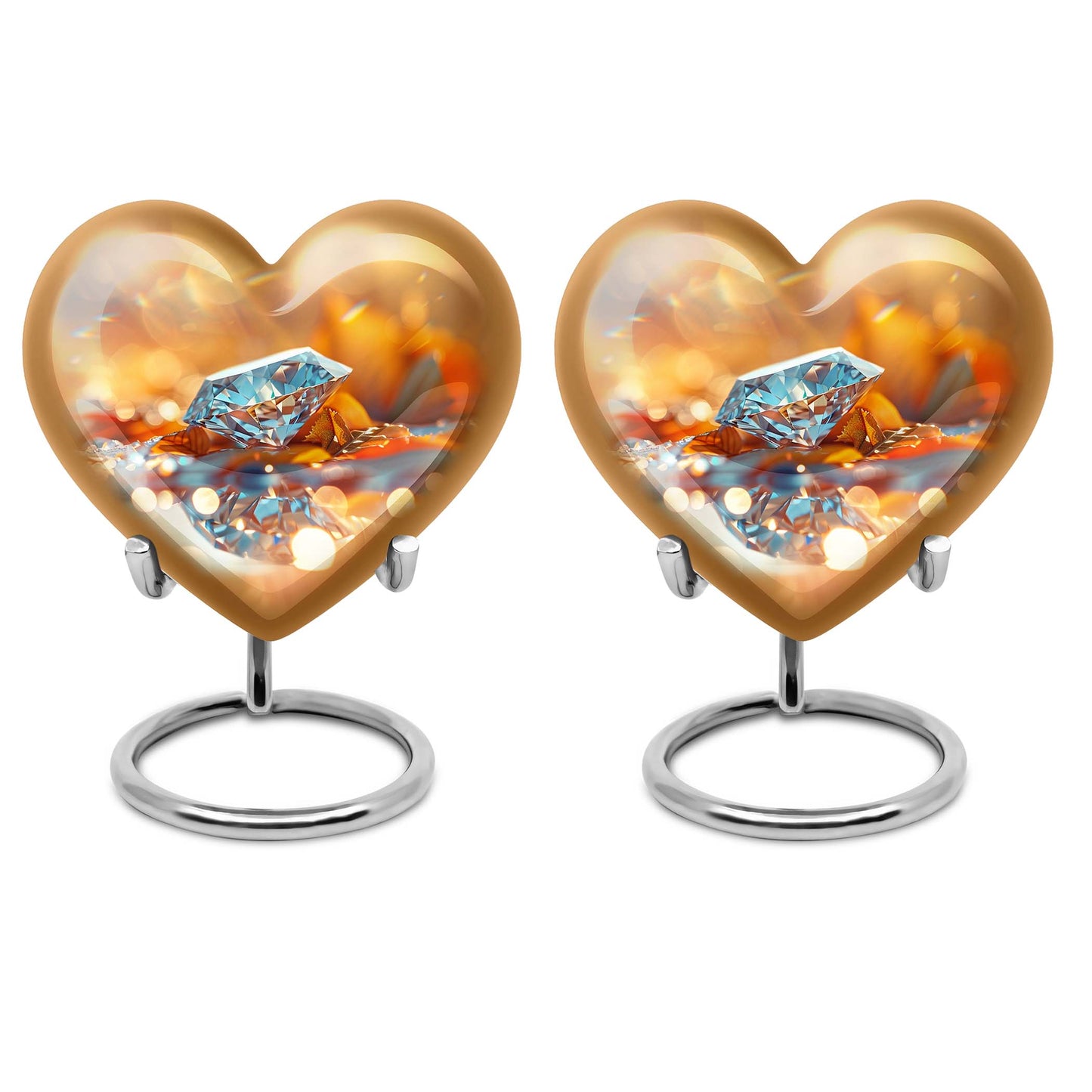 diamond heart-shaped cremation urn