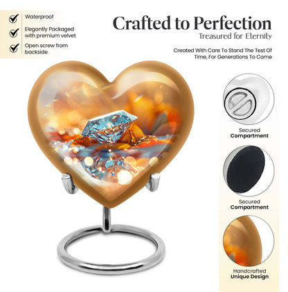 diamond heart-shaped cremation urn